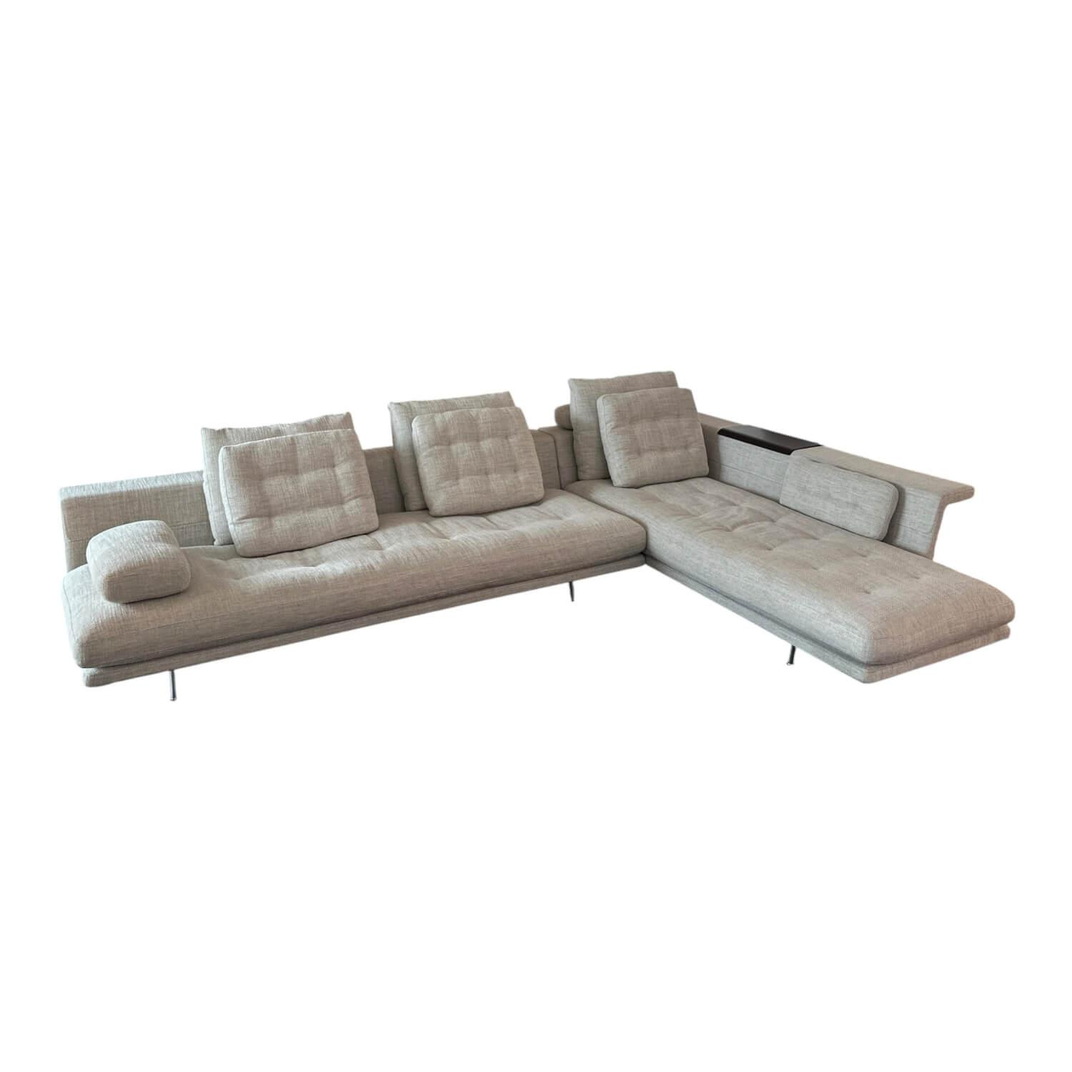 Ecksofa Grand 3 Stoff 240 Corsaro Stone Melange Beige Füße Aluminium Poliert Inklusive Längliches Tablett Tray Vitra - Ecksofa Grand 3 Stoff 240 Corsaro Stone Melange Beige Füße Aluminium Poliert Inklusive Längliches Tablett Tray - 1