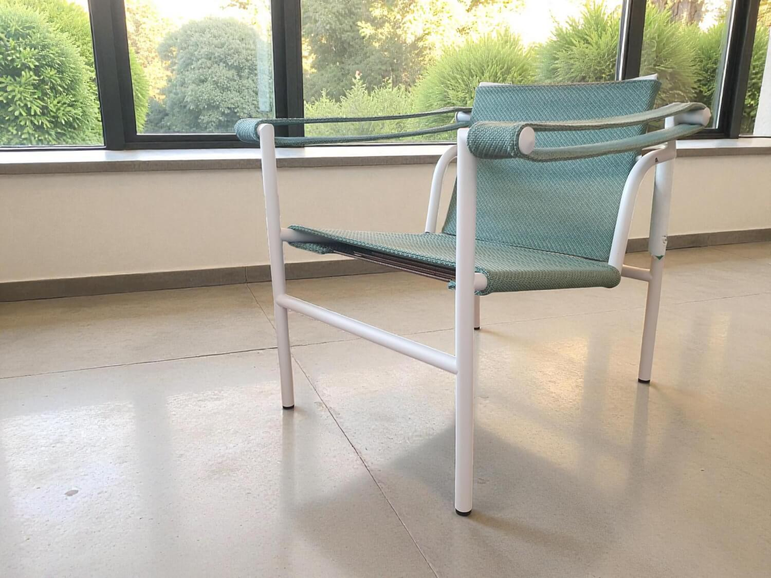 Cassina - Sessel Fauteuil Dossier Basculant Stoff Smeraldo Kemi 13L366 Grün Gestell Elfenbeinweiß Weiß Lackiert - 2