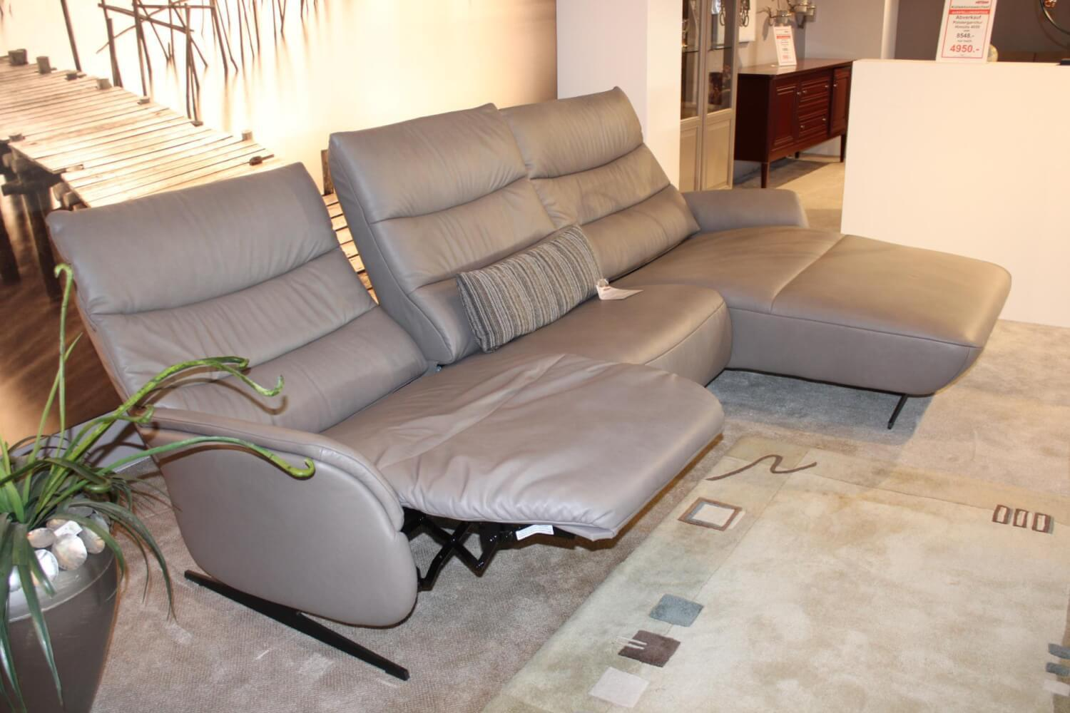 himolla - Ecksofa 4050 Leder Longlife Soft Shadow Grau mit Relaxfunktion - 3