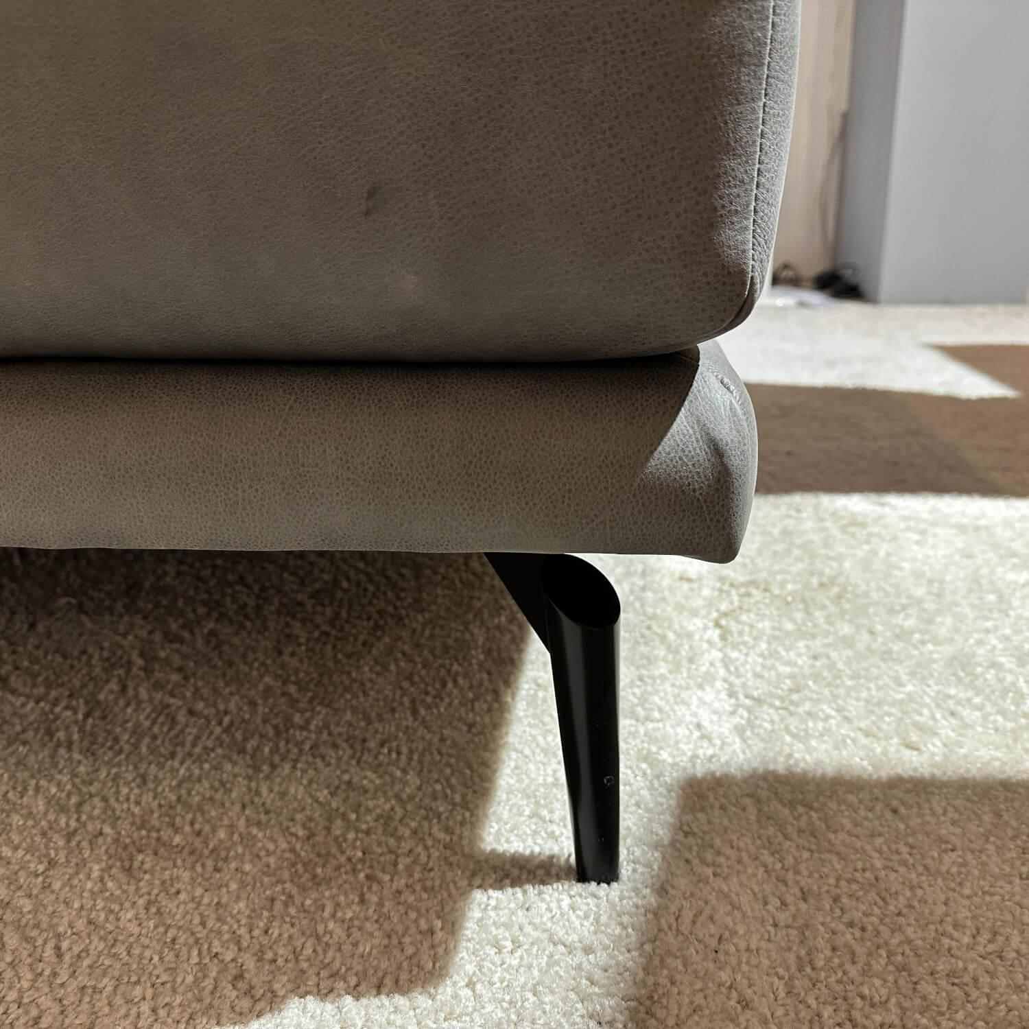 Natura - Ecksofa Redington Leder Montana Grey Grau Füße Metall Schwarz - 3