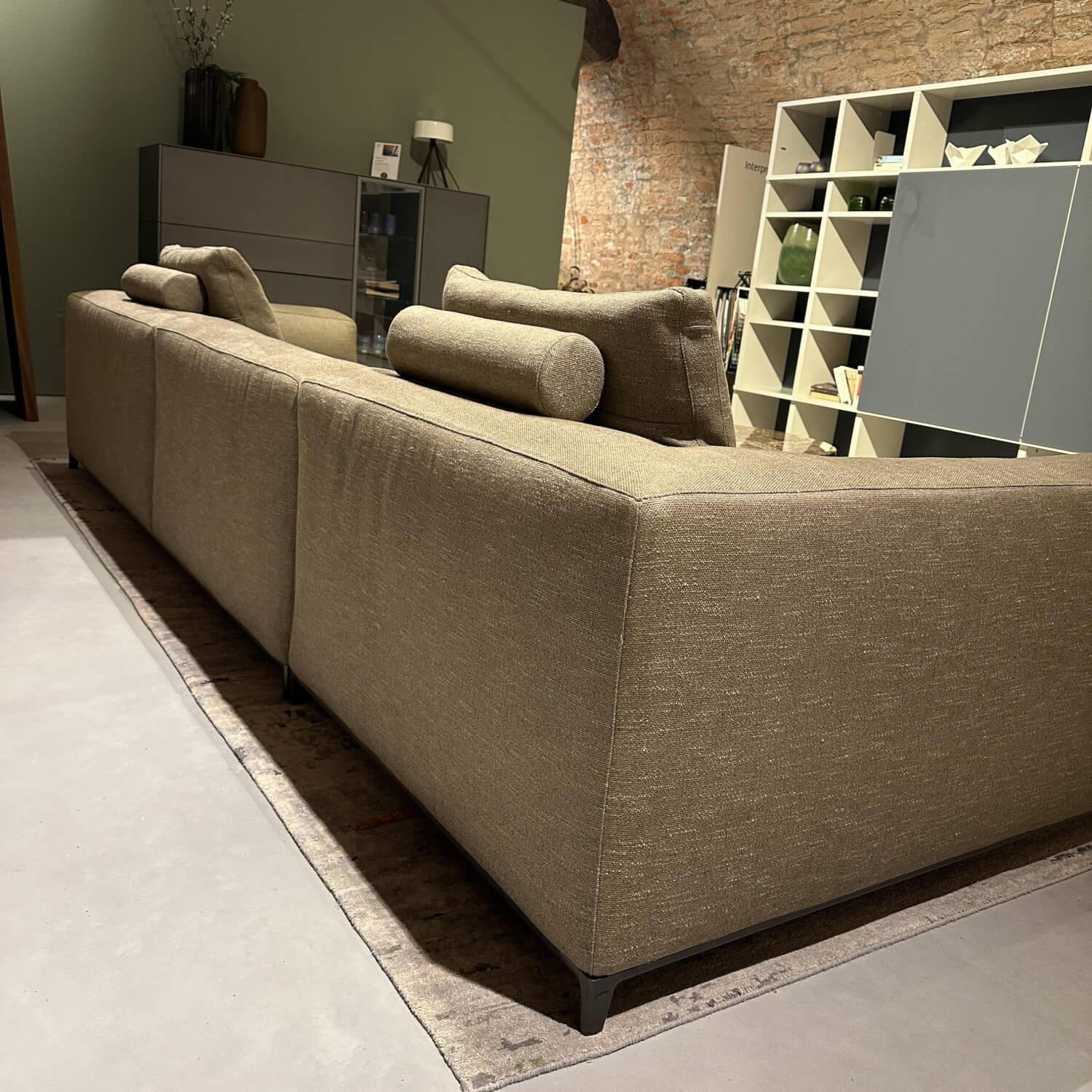 B&B Italia - Ecksofa Michel Club Stoff Sapri Beola Super 2480112 Grau Gestell Nickel Bronzefarben Mit Rückenkissen - 2