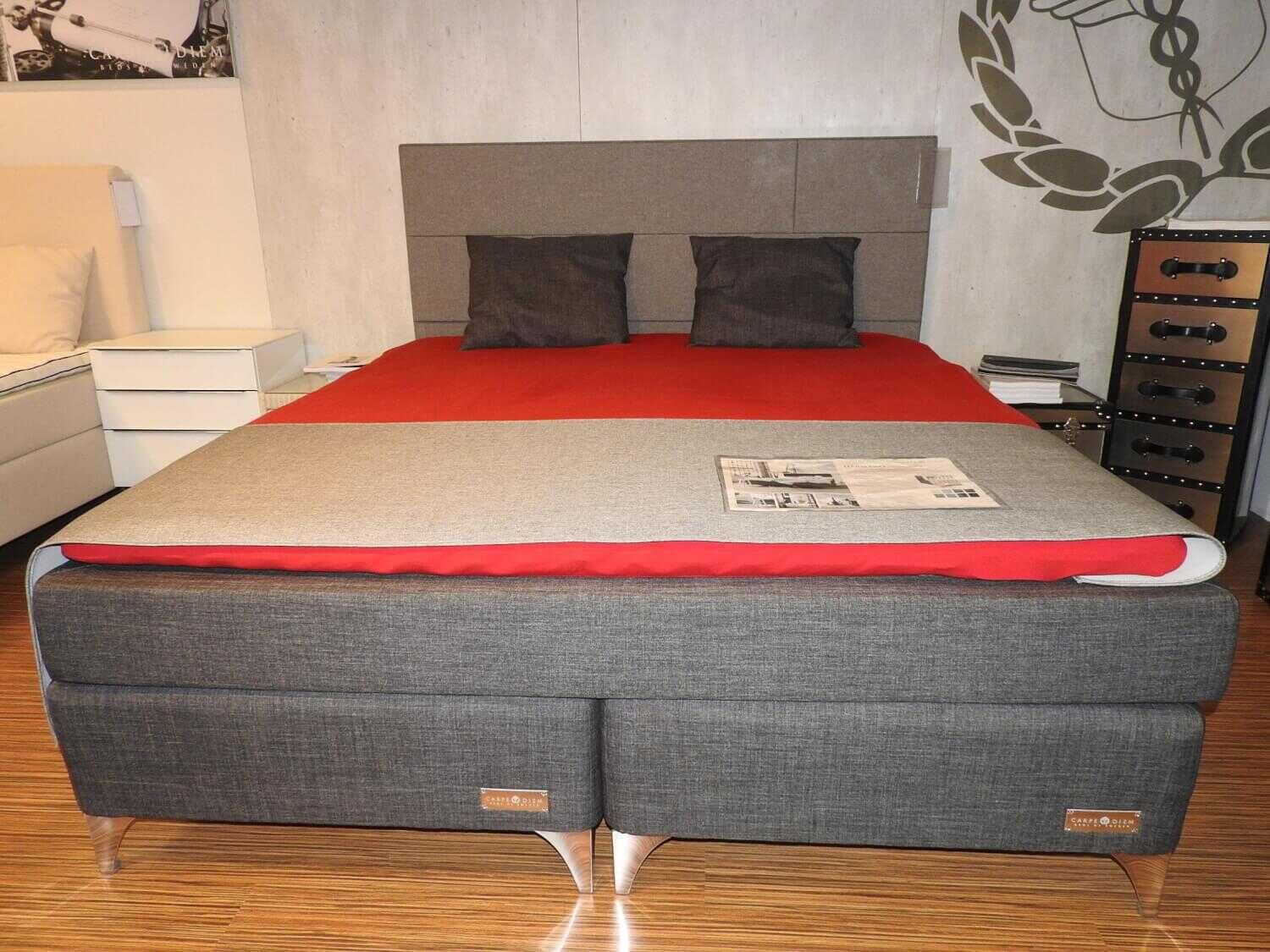 Hilding Anders - Boxspringbett Härmanö Carpe Diem Continental Stoff Luxury Dark Grey mit Topper - 1