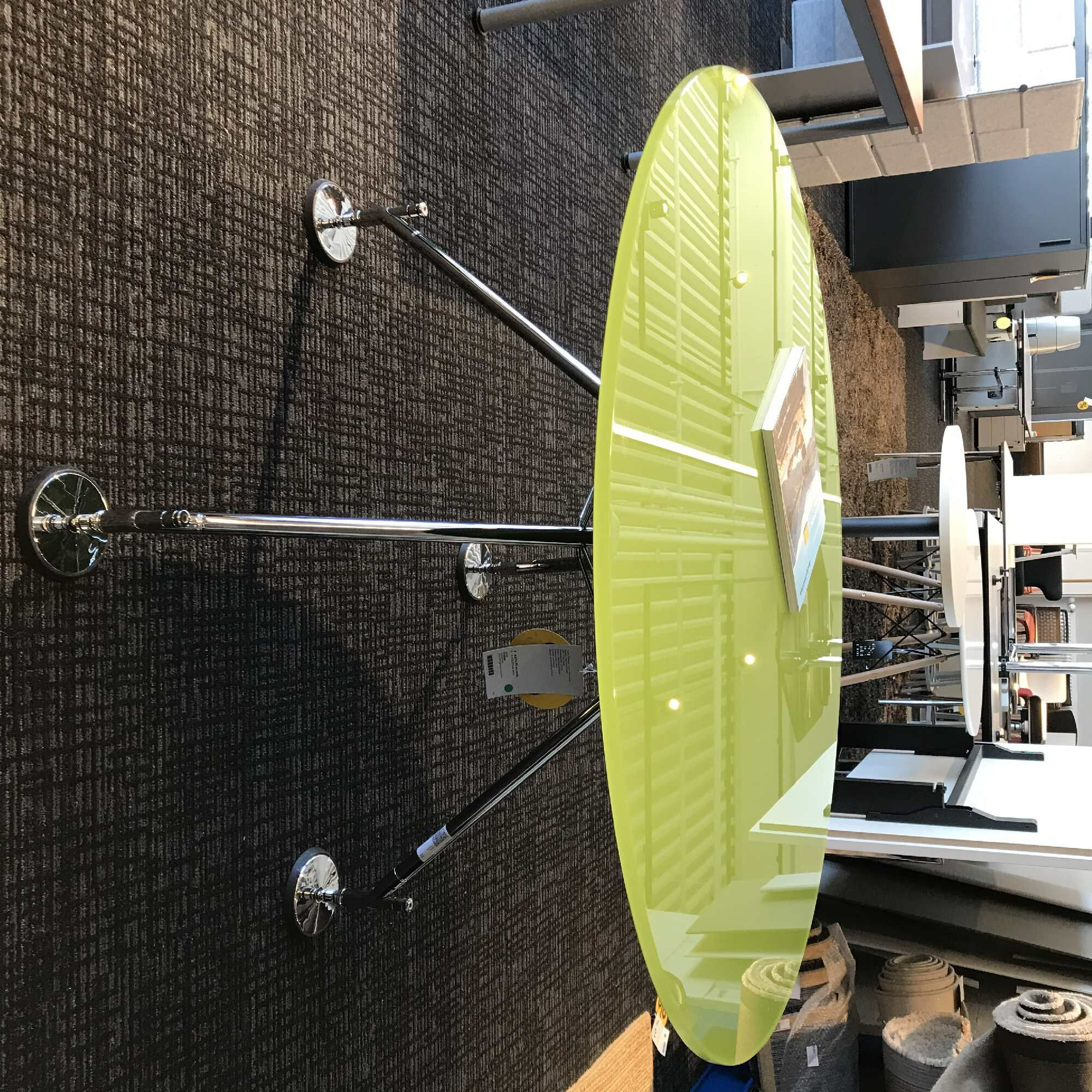 Tecno - Tisch Nomos Rund Glas Grün Gestell Verchromt - 2