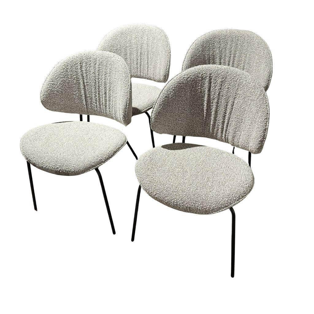 KFF - 4er-Set Stuhl Alvaro Stoff Nordic Edition Ascot 2402 Toffee Grau Beige Gestell 4-Fuß Rundroh M02 Schwarz Mit Filzgleitern - 1