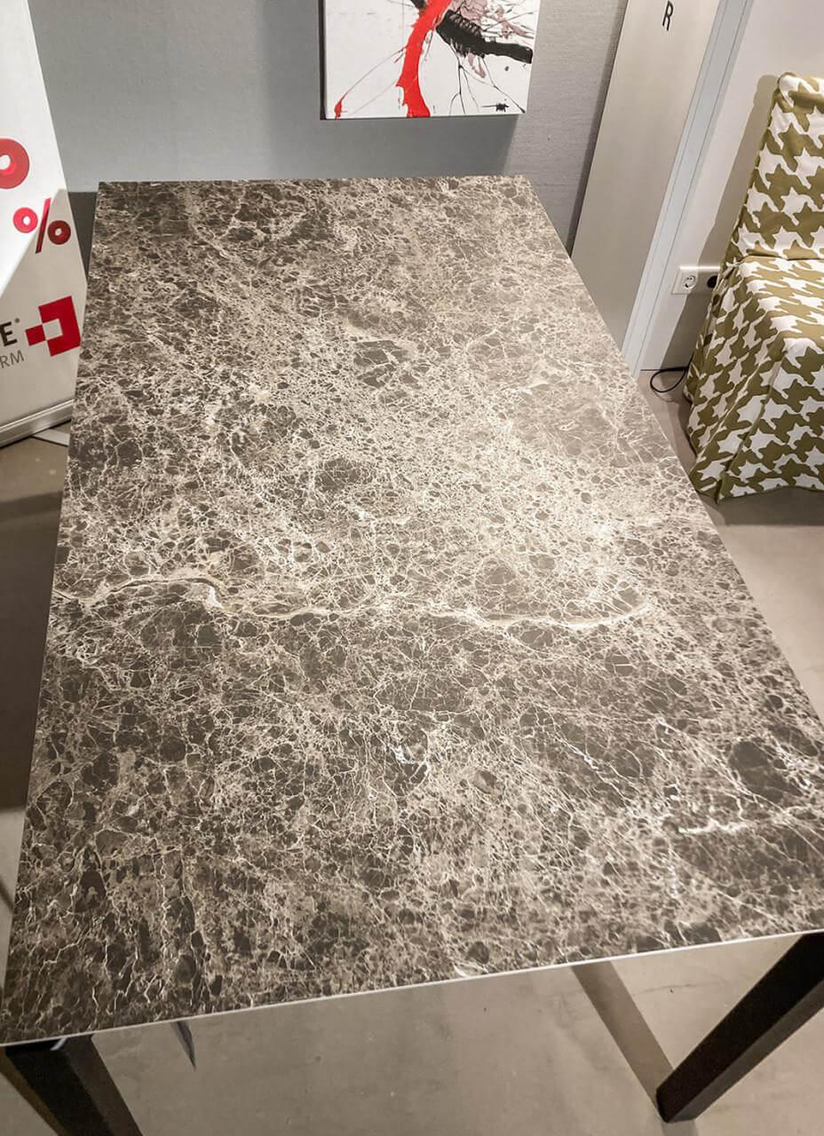 Mobitec - Esstisch Terra Platte MDF Auflage Keramik Emparador Grau Gestell Metall Schwarz - 4