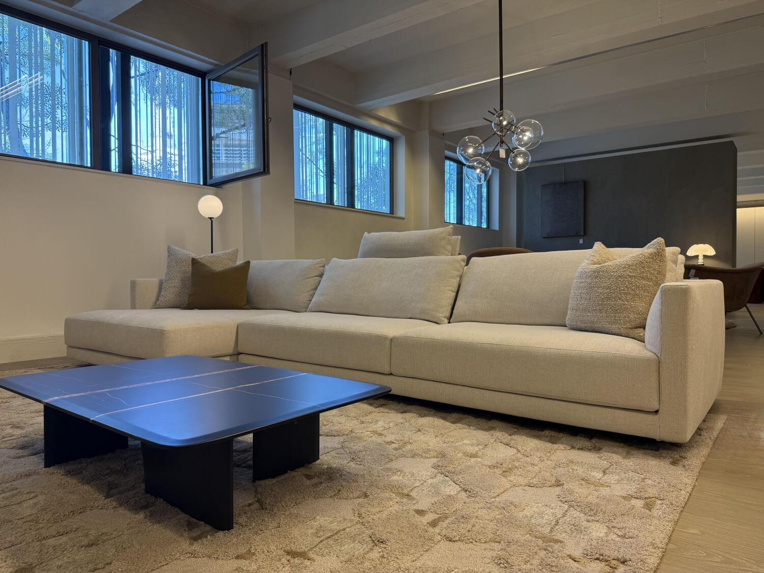 Poliform - Ecksofa Salon Bristol Stoff Rabat Kat. D Ecru Offwhite Creme ohne Dekokissen - 9