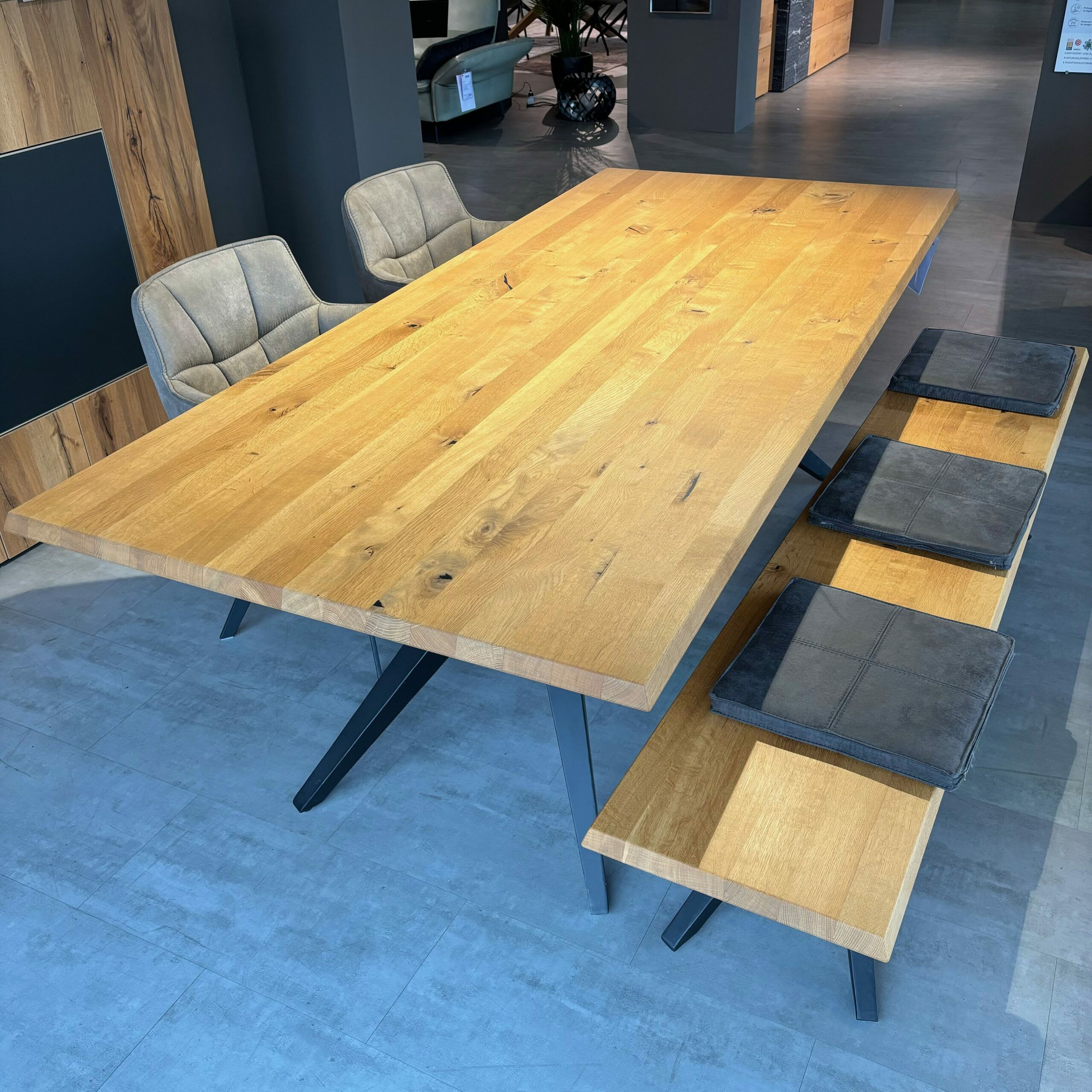 Musterring - Essgruppe Tamina Charaktereiche Massiv Geölt Stoff Microfaser Aberdeen Stone Grau Und Anthrazit  - 5