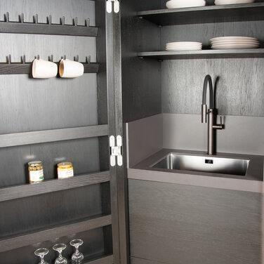 Riva1920 - Hochschrank Cambusa Eiche Ohne Knoten Pigmentier Total Black Innen Eiche Ohne Knoten Geölt Pigmentiert - 2