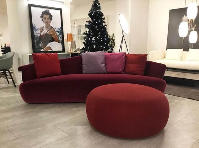 Giorgetti - Sofa Solemyidae Stoff Rot Ohne Kissen Mit Pouf - 2