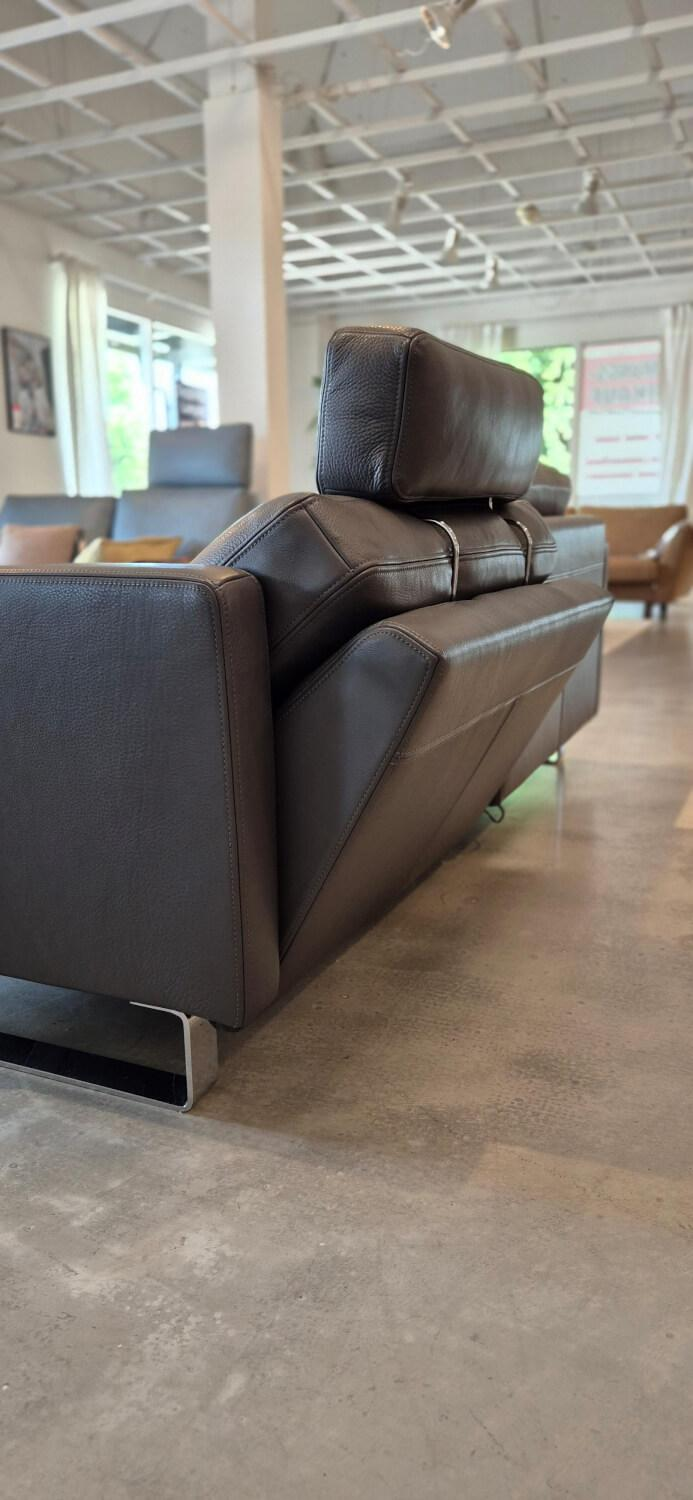 Violetta - Sofa Tino leather 80 night gray with headrest and footrest - 5