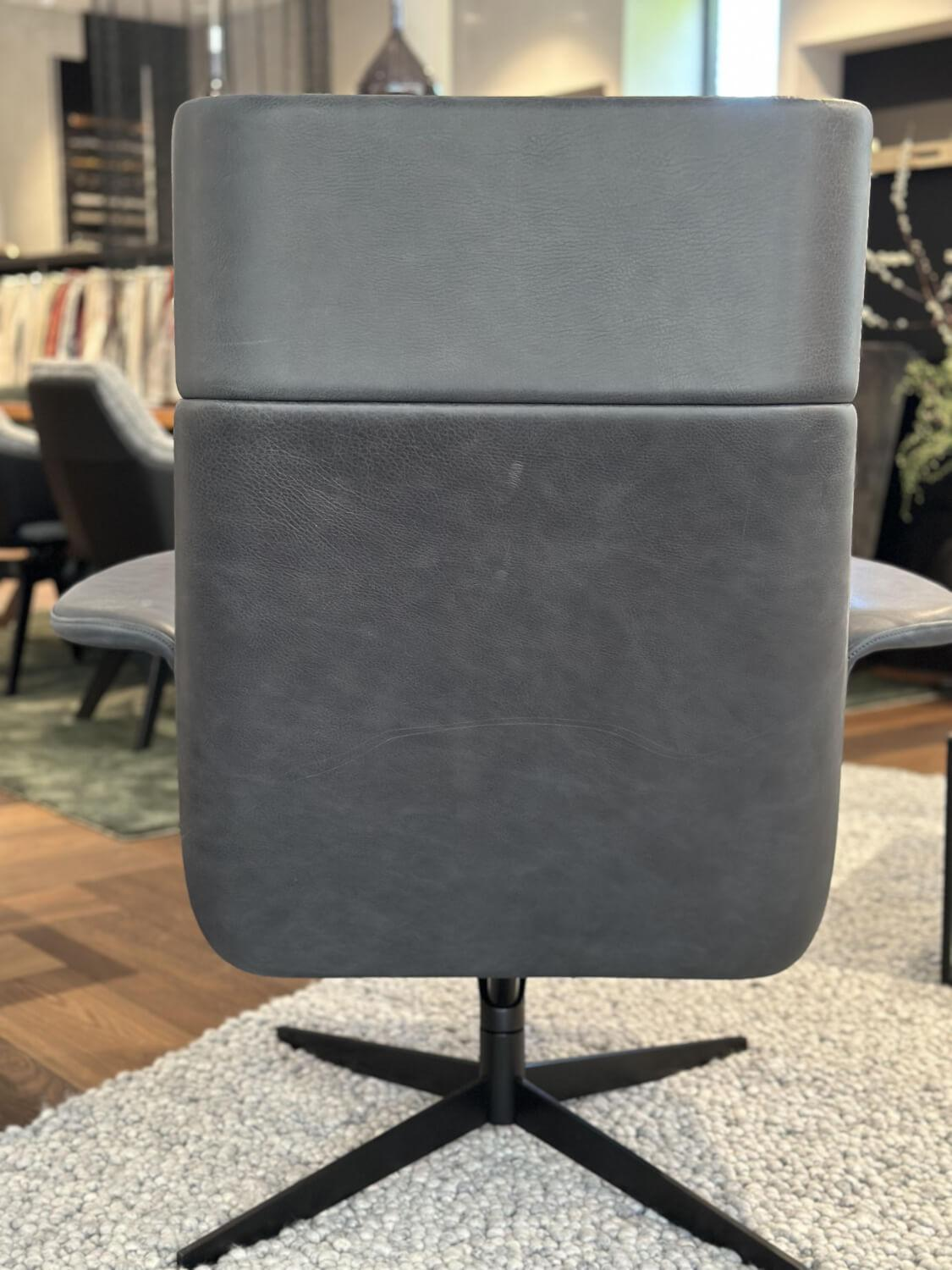 Bielefelder Werkstätten - Sessel Legend 172 1000 Leder Java Vulcano Grau Kreuzfuß Metall Schwarz Matt Pulverbeschichtet Mit Hocker - 3