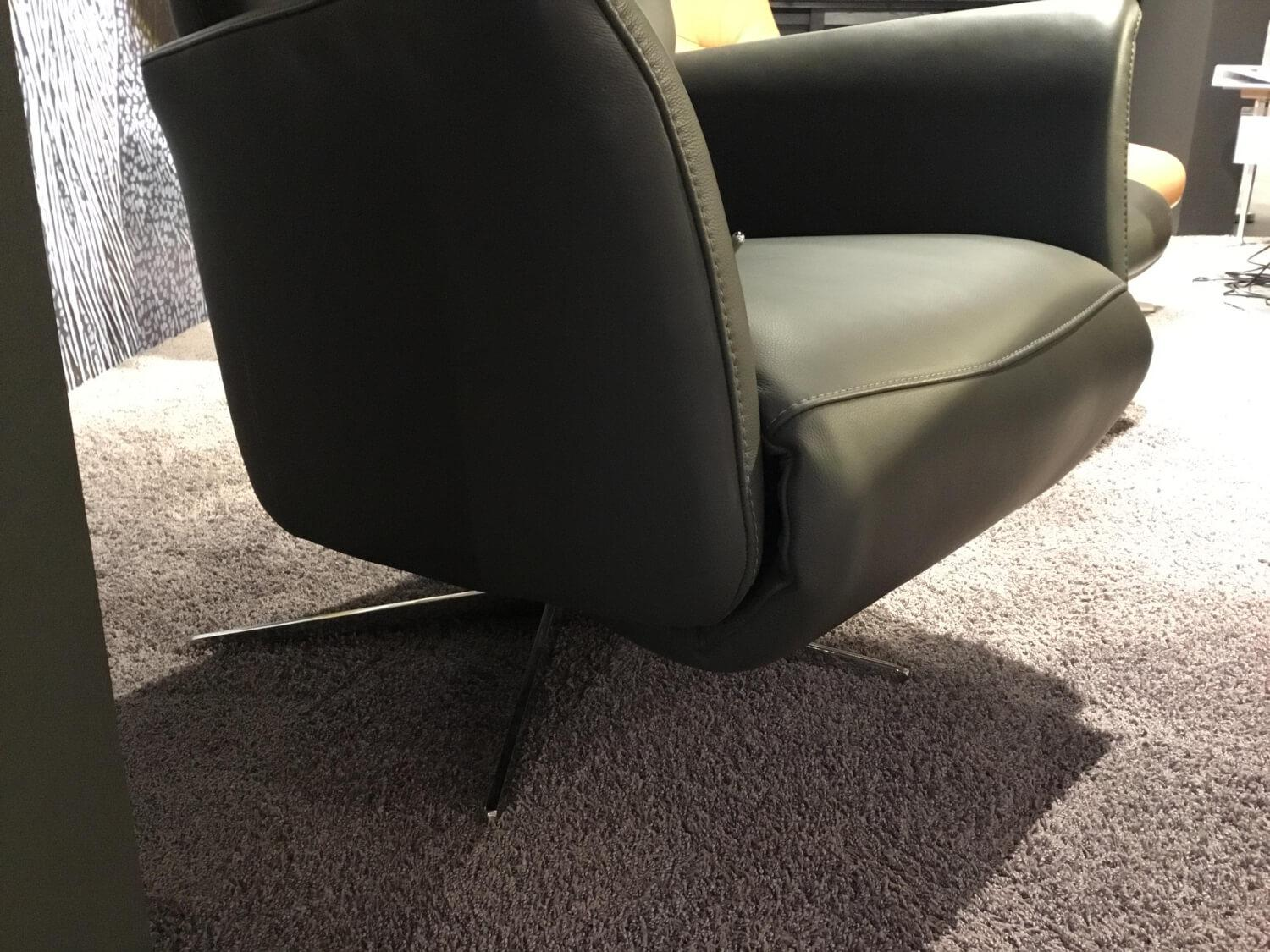 Global - Sessel Trona M Leder WM Anthrazit Drehgestell Metall - 3