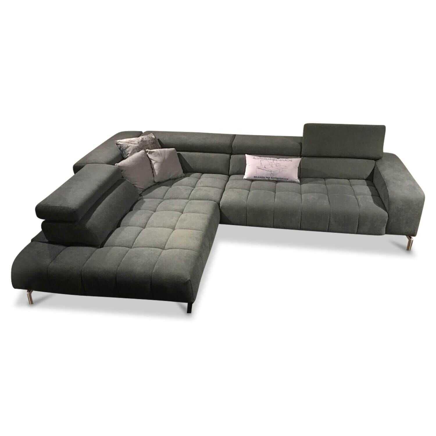 Megapol - Ecksofa Mission S Stoff Grau mit Hocker - 1