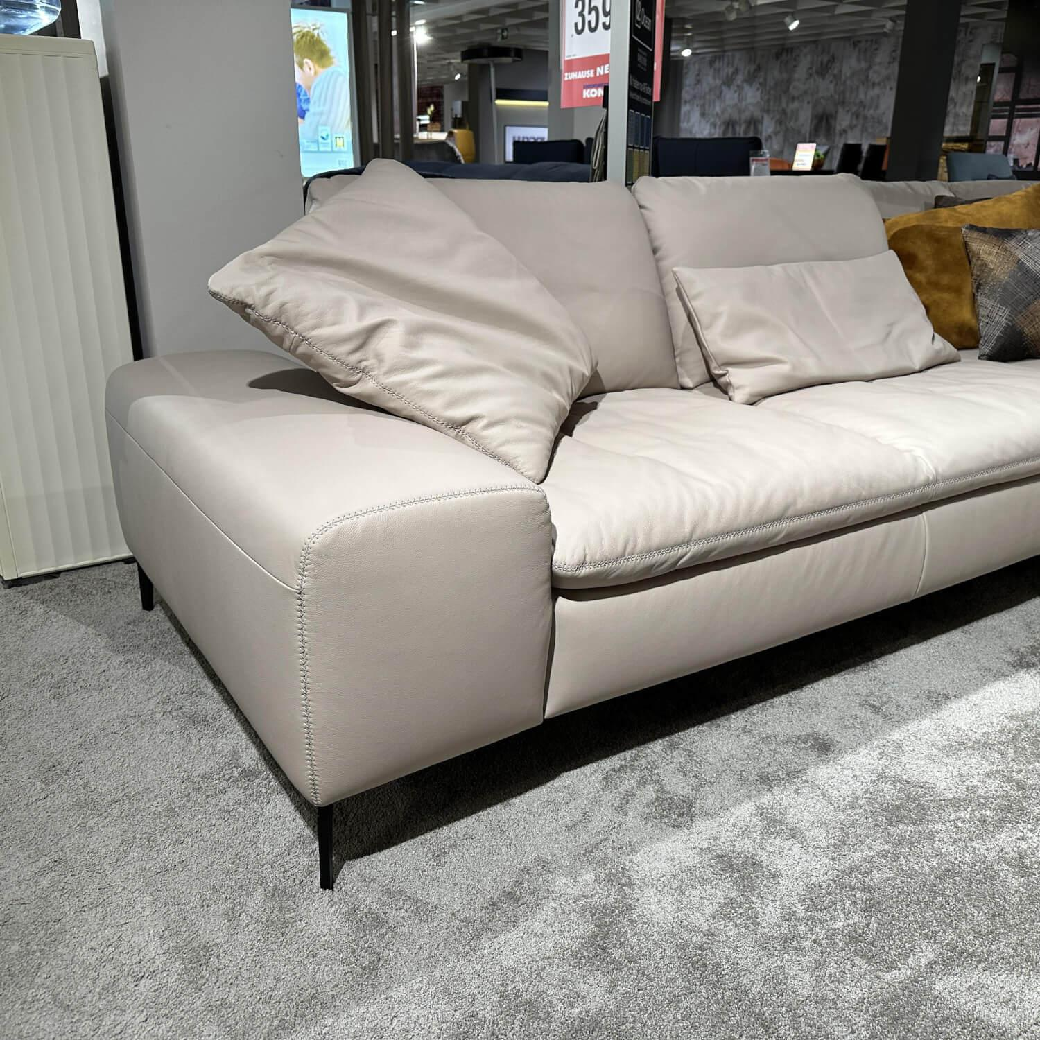 W. Schillig - Ecksofa 16540 Valentinoo Leder Z5920 Farbe Eisgrau Metallfuß FC3 Schwarz - 5