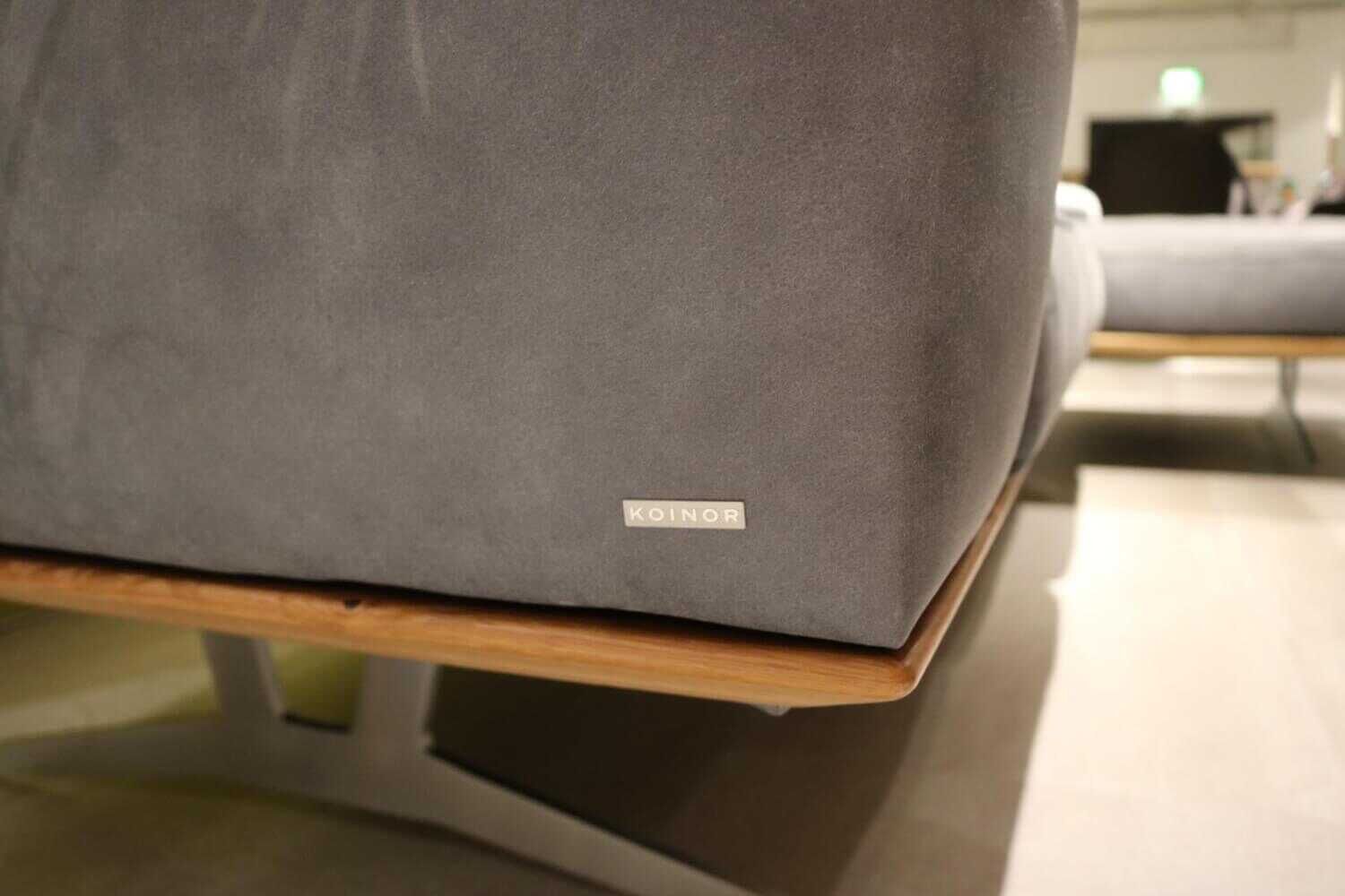 Koinor - Ecksofa Hiero Leder A-India Mare Blau Füße Schwerkufe Metall Nickel Satinier mit Hocker - 9