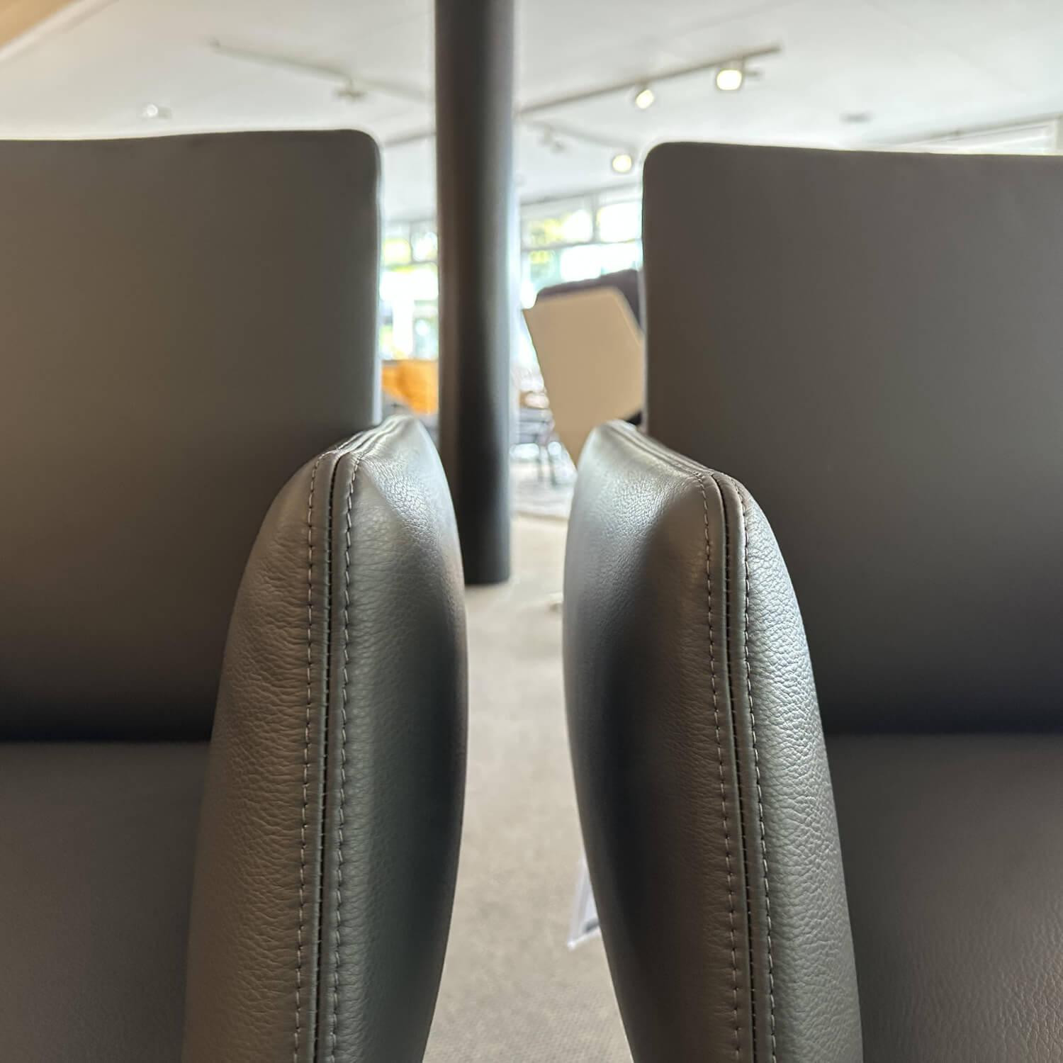 COR - 2er-Set Armlehnstuhl Jalis 541 Leder 287 Grau Drahtgestell Metall Schwarz Pulverbeschichtet - 3