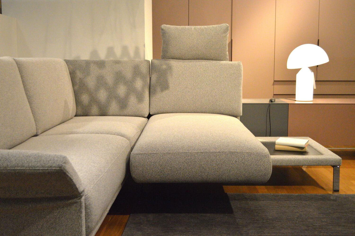 Rolf Benz - Ecksofa Cara Stoff Weißgrau 26.202 mit Holz-Ablage Schwenkbar - 6