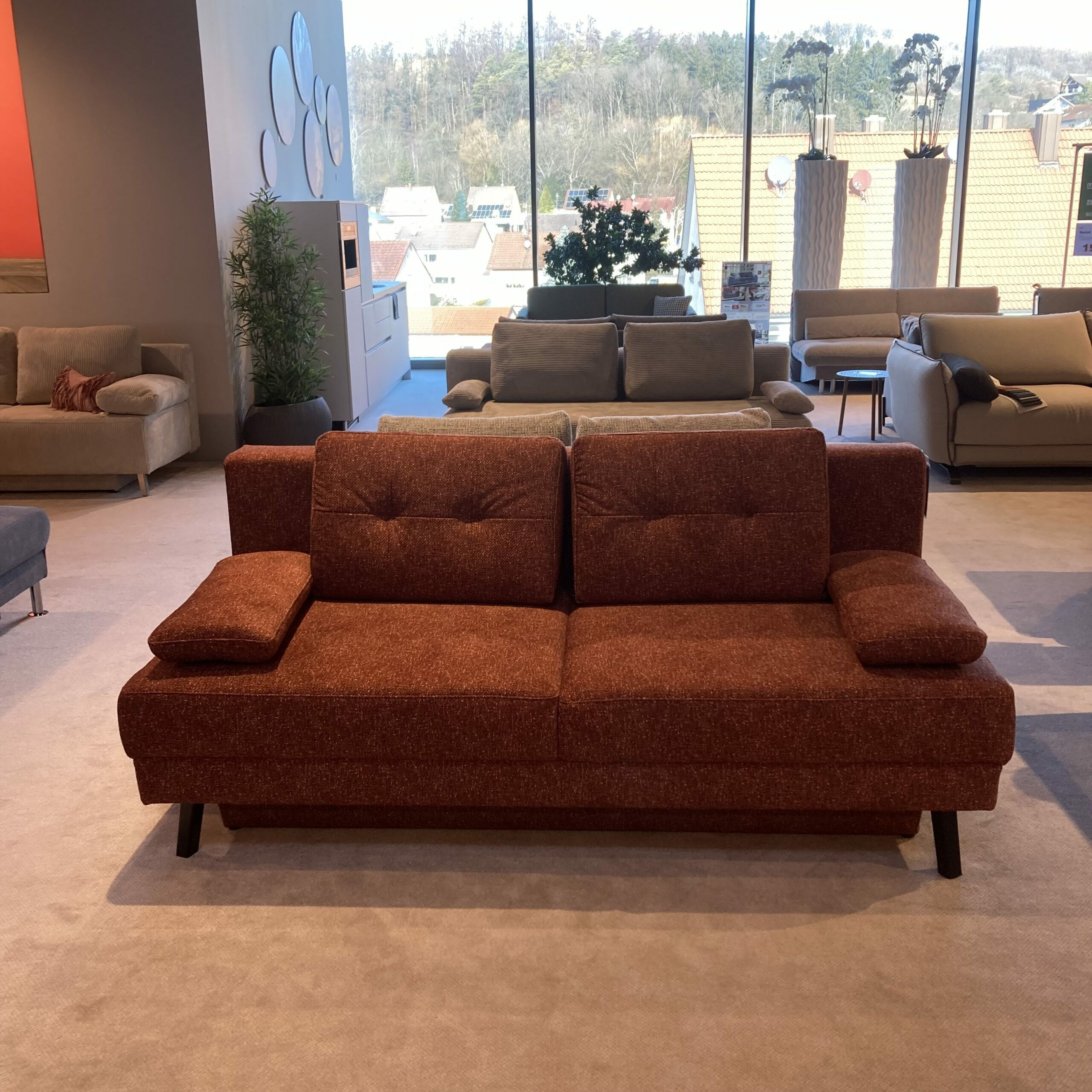 Restyl - Querschläfer Battia Stoff Terra Rot Braun Metallfüße Schwarz Lackiert Mit Bettkasten - 4