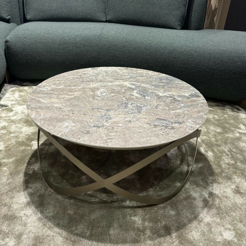 Ronald Schmitt Design - Couchtisch Candy Platte Keramik Golden Rock Grau Gestell Metall Bronze Gepulvert - 2