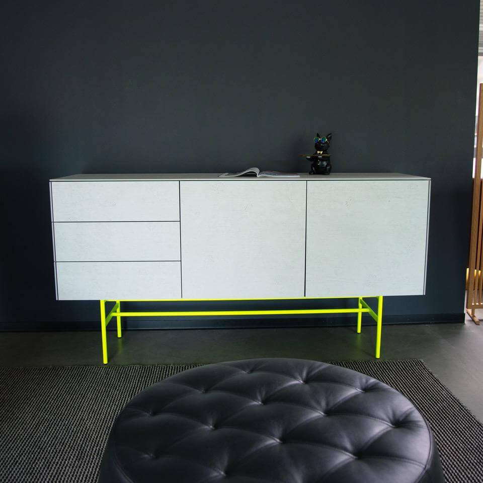 Kettnaker - Sideboard Soma concrete look gray frame neon yellow - 2