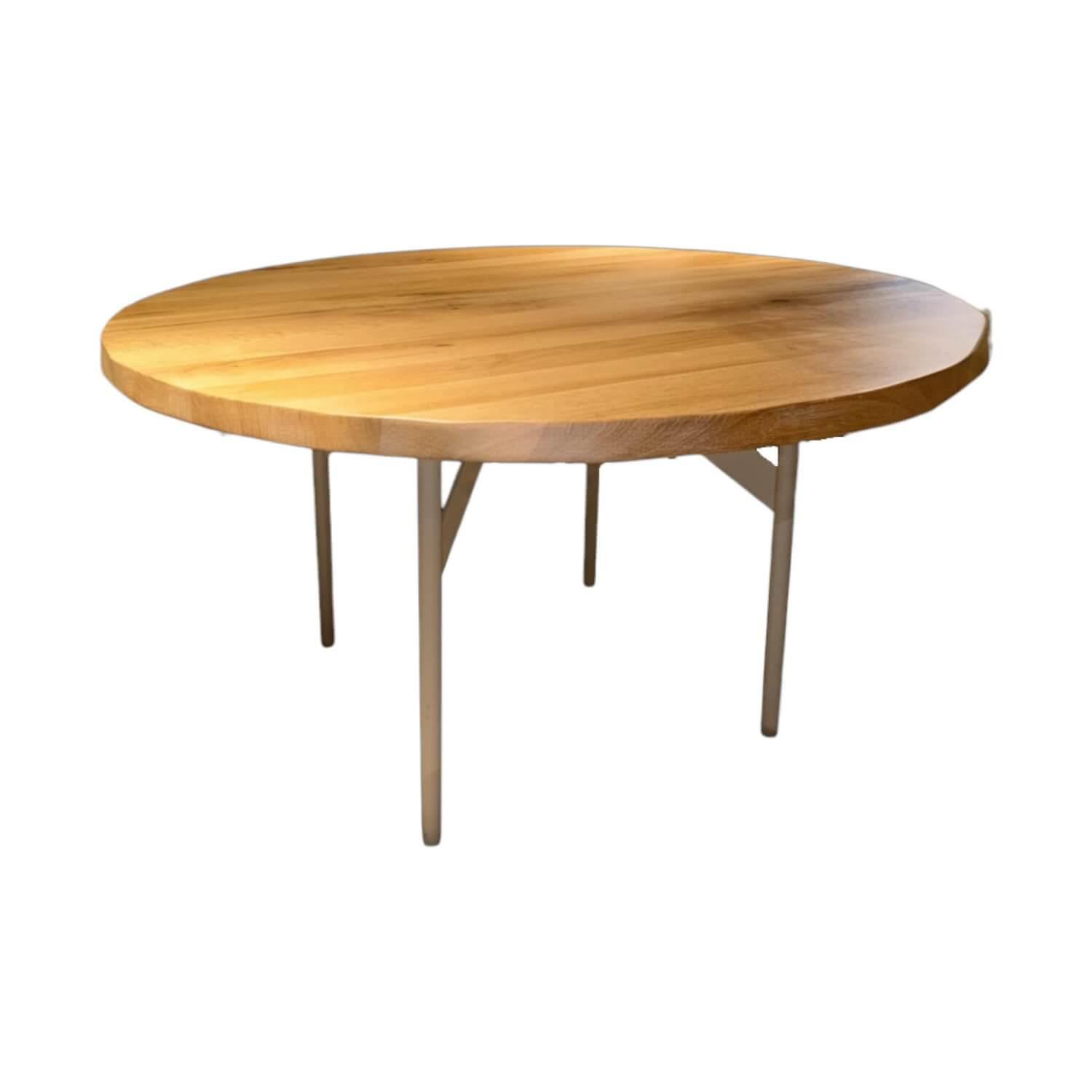 himolla - Esstisch 1474 Dining Rund Platte Wildeiche Bianco Geölt Gestell Metall Beige - 1