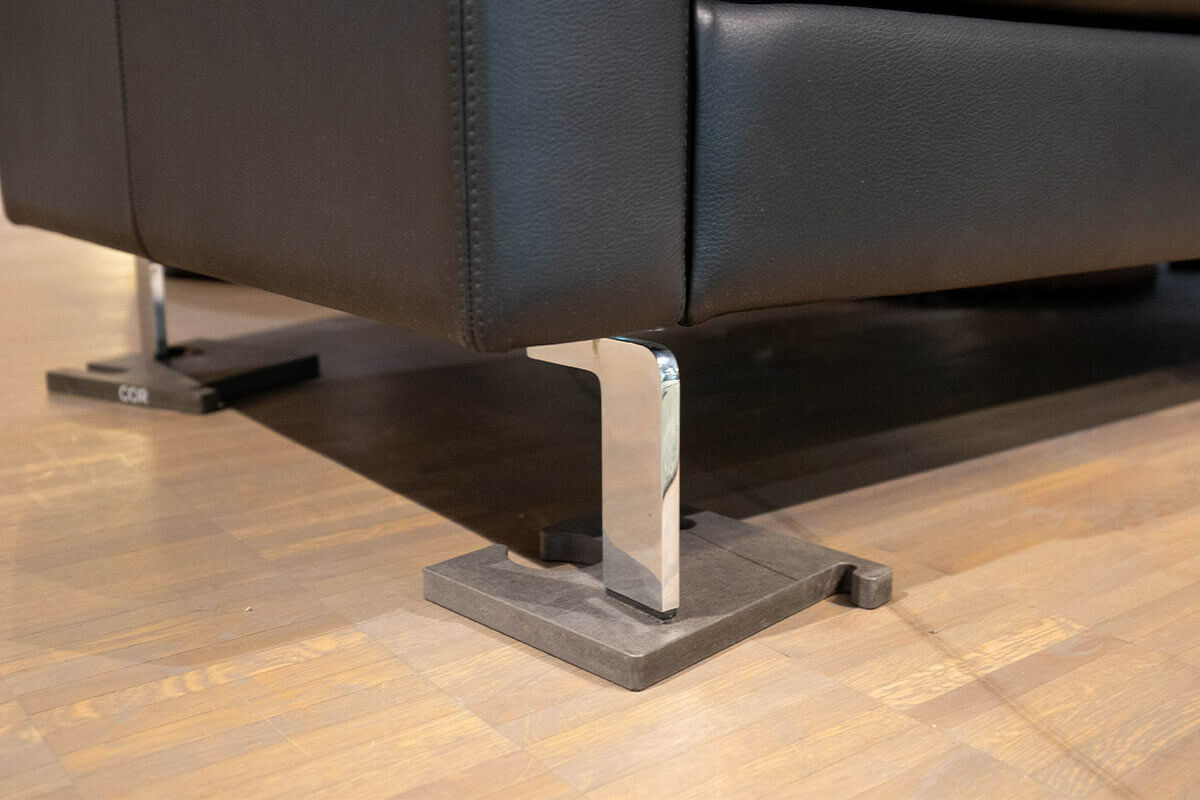 COR - Sofa Conseta Leder 458 Schwarz Füße Verchromt Inklusive 2 Armlehnkissen - 6
