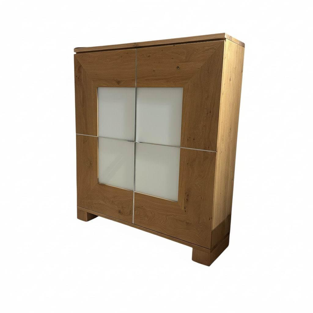 Scholtissek - Schrank Varus Knorrige Eiche Puro Geölt Türen Glas Optiwhite 9010 Weiß Matt 2 Türig - 1