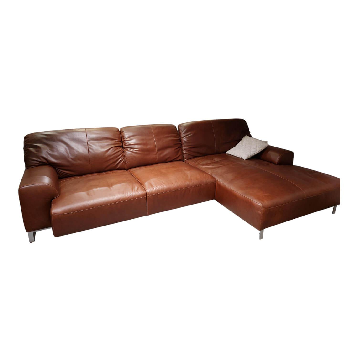 W. Schillig - Ecksofa Alessiio Due Bezug Leder Wax Chocolate Sitze Federkern Metallkufe Matt - 1