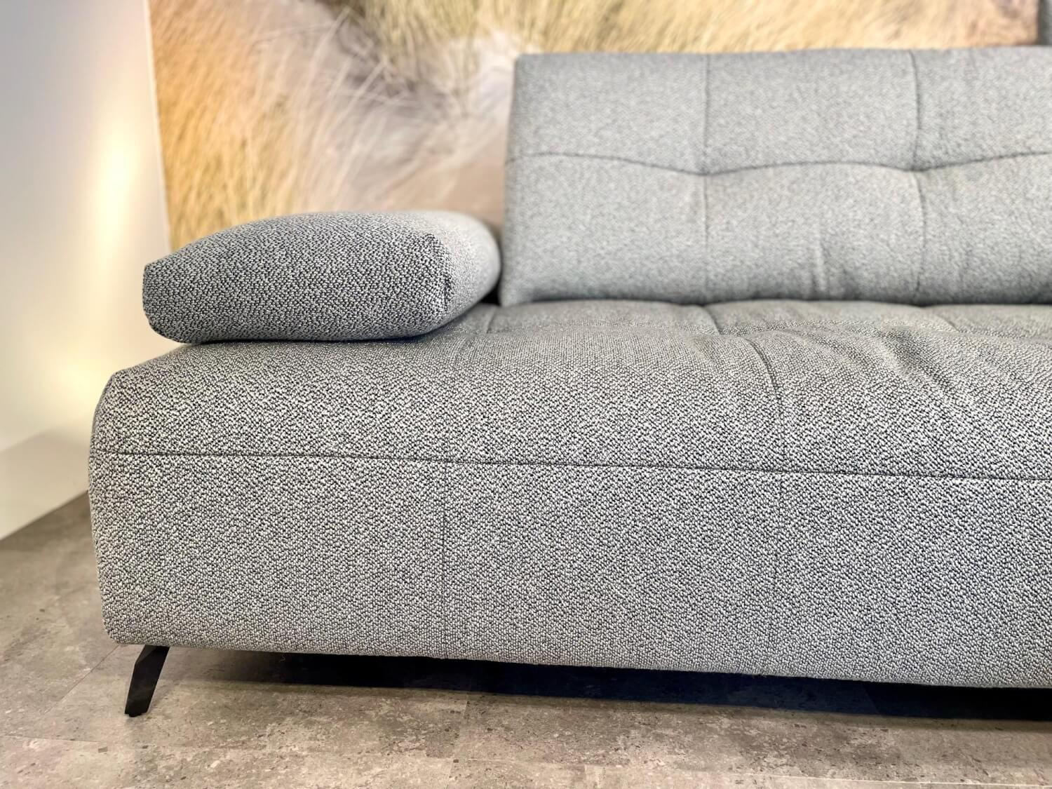 Contur - Ecksofa Comodo Stoff Q2 Rustico Azuro Grau Füße Metall Anthrazit Inklusive Lendenkissen - 6