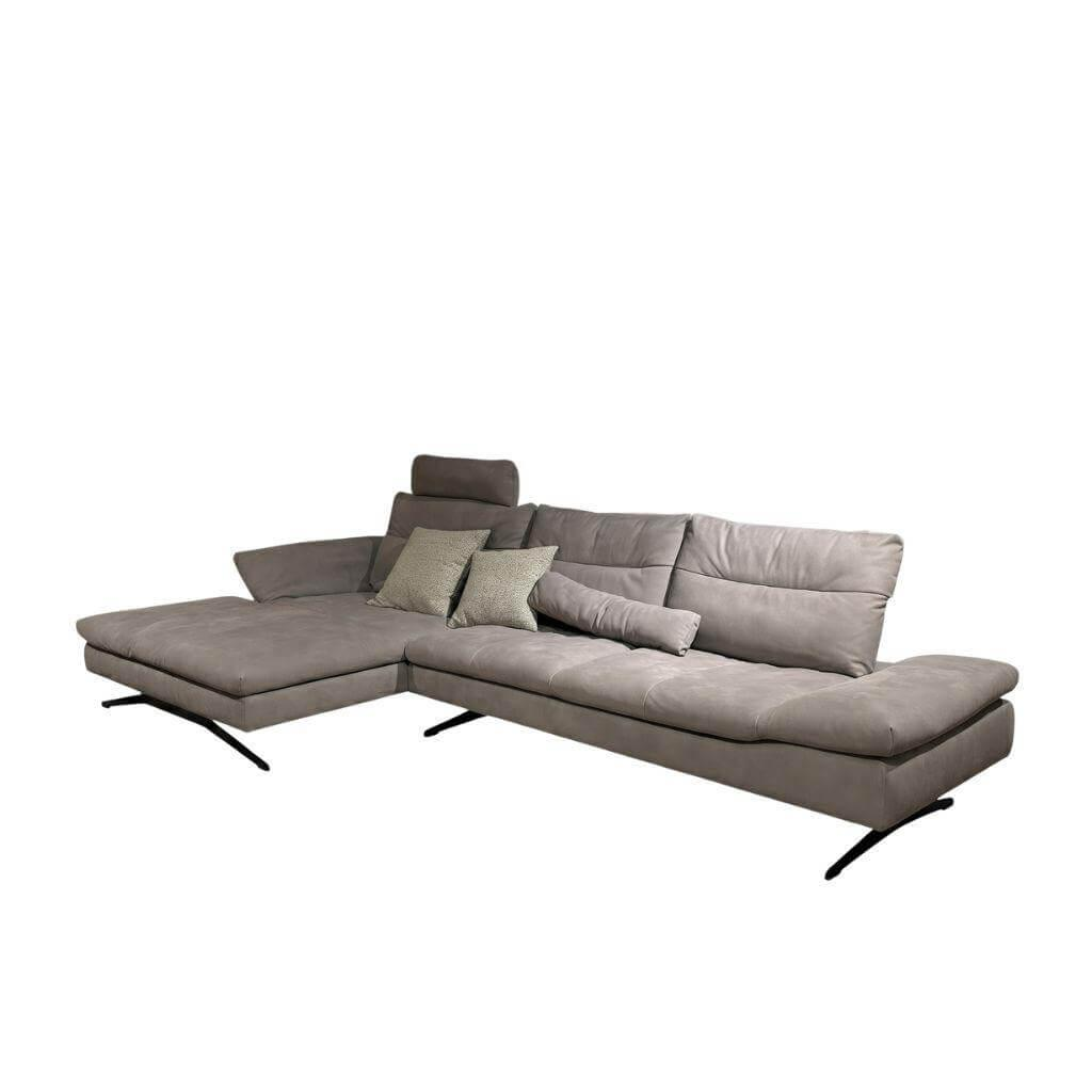 W. Schillig - Ecksofa 16741 seventy5 Leder Steel (LK50) Grau Fuß FT9 M99 Schwarz Mit Sitztiefenverstellung - 1