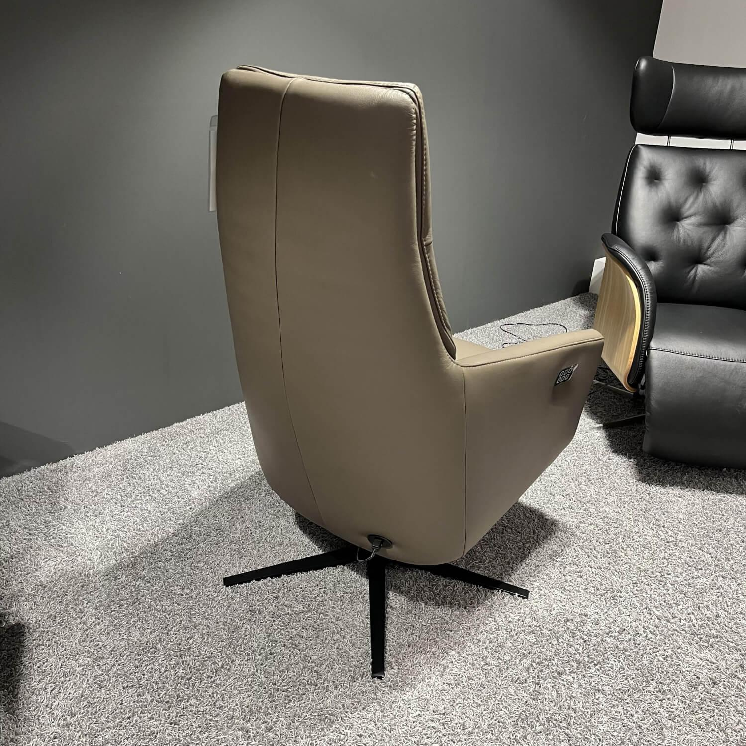 Contur - Drehsessel Possitano Leder WM Schlamm Beige Gestell Metall Schwarz - 5