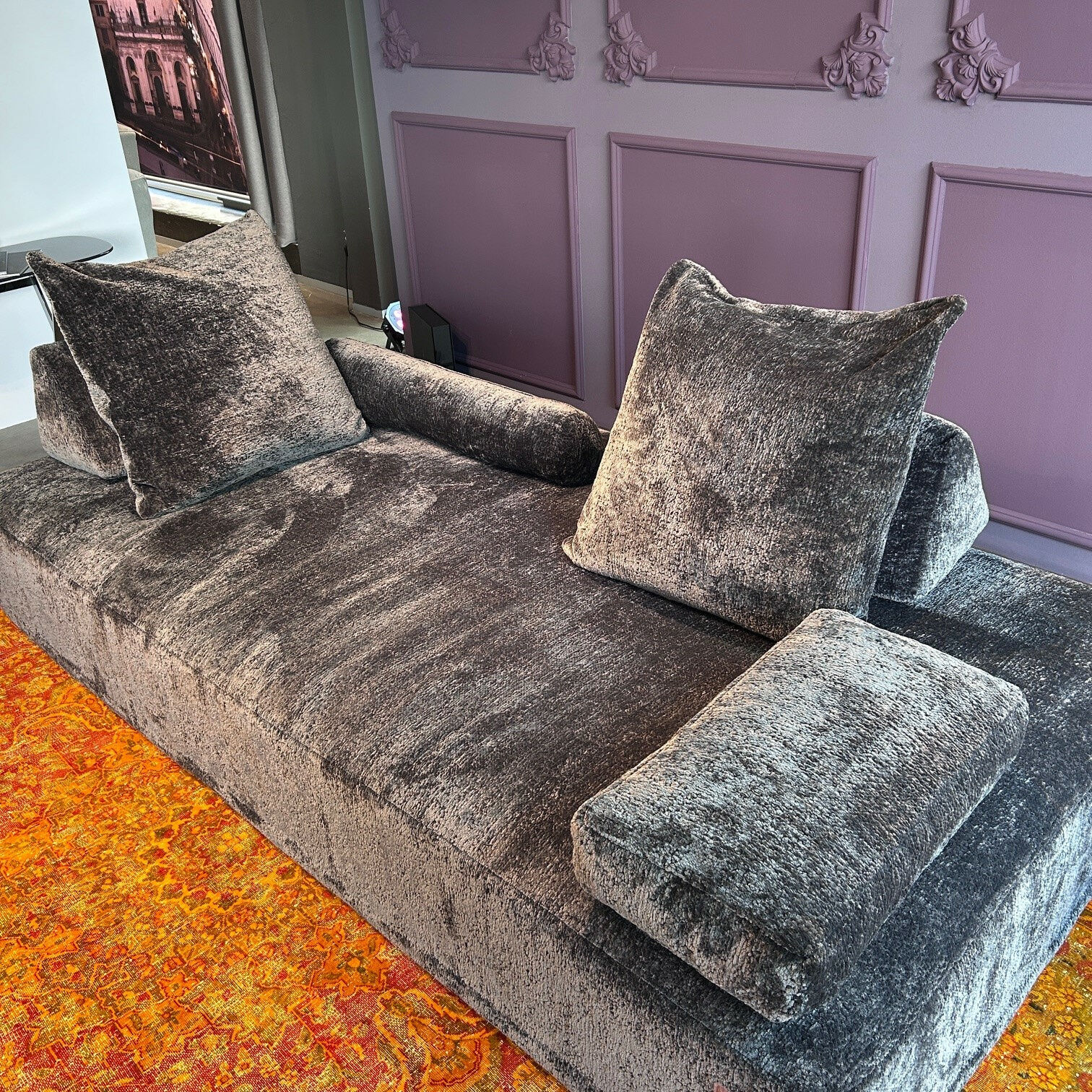 Edra - Sofa Sherazade Stoff T Soft Nest 8210 Dunkelgrau Füße Kunststoff Schwarz - 6
