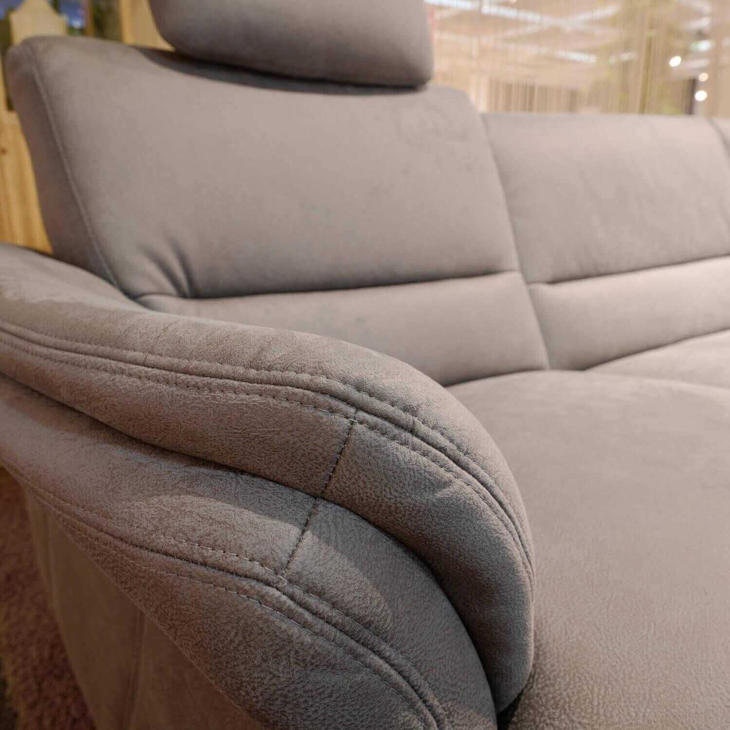 Zehdenick - Ecksofa ZE-EM 16033 Stoff Mammut Grau mit Kopfstütze und 2 Kissen - 3