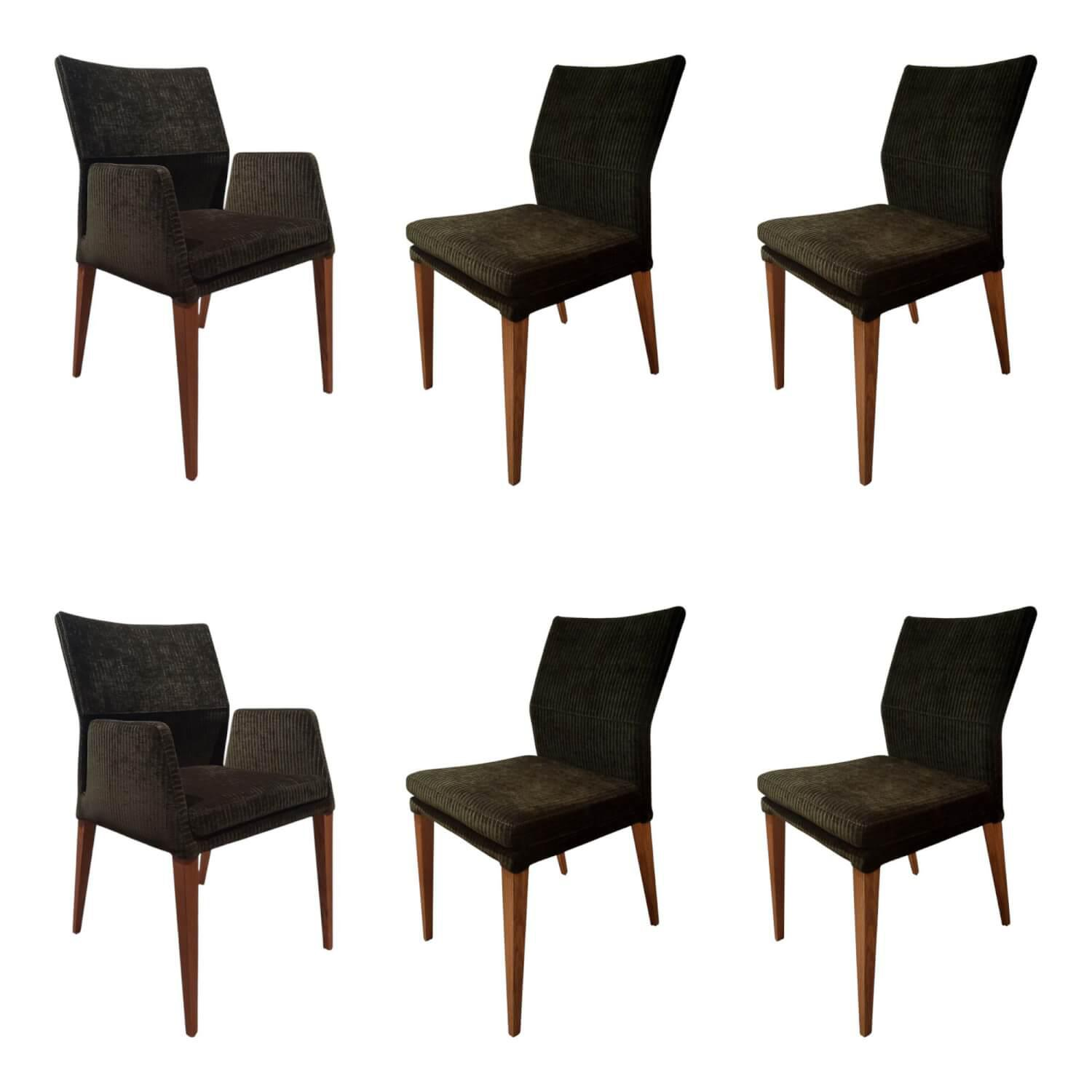 Natura - 6er Set Stuhl Carry Stoff Chaves Forest Grün Gestell Eiche 32 Geölt - 1