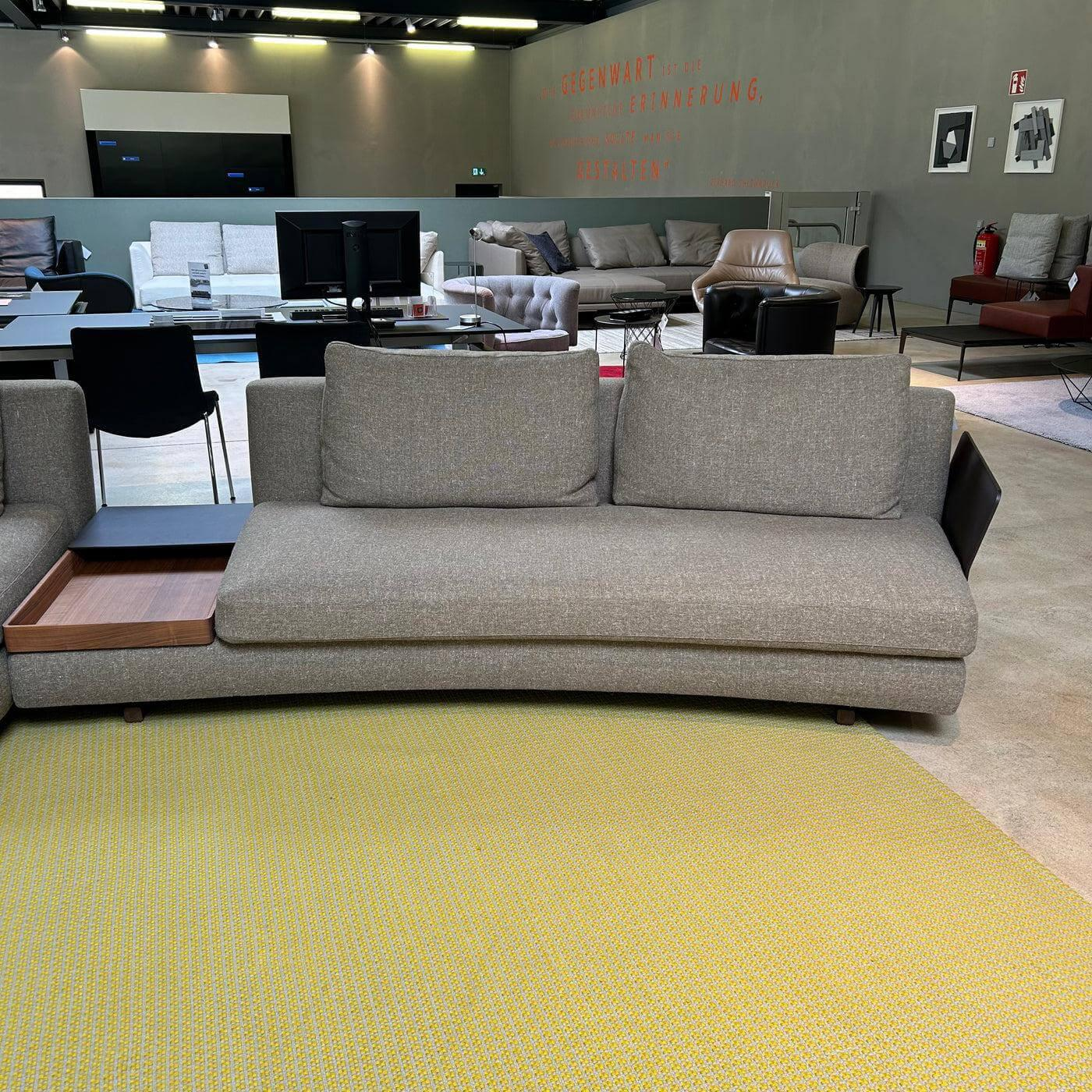 Walter Knoll - Sofagruppe Tama Living 822 Stoff Puro Mineral Grau Braun Kufen Nussbaum Geölt Inklusive Tischplatte Und Kissen - 5