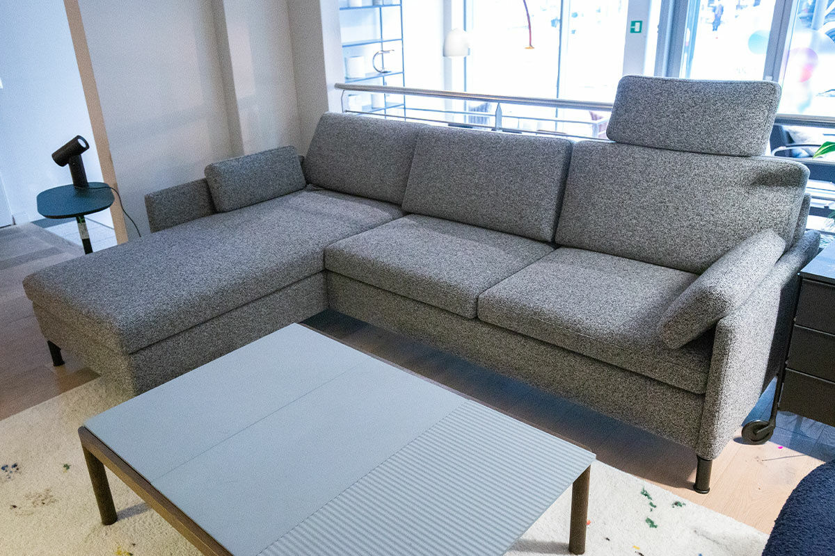 Brühl - Ecksofa Alba Stoff 4403-95 Anthrazit Gestell Metall Schwarz mit Kopfstütze - 4