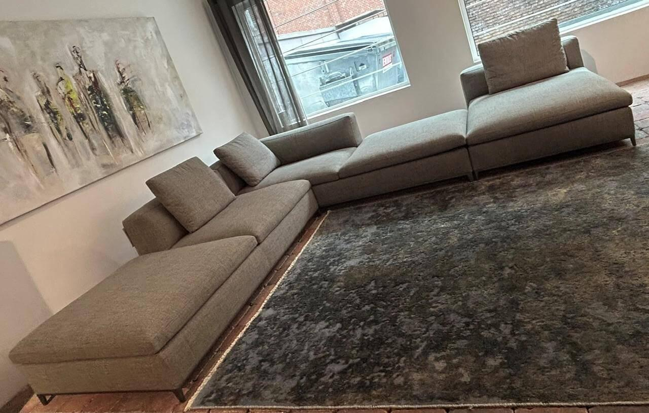 B&B Italia - Ecksofa Michel Club Stoff Super Aramis Stein Beige Füße Bronzefarben - 2