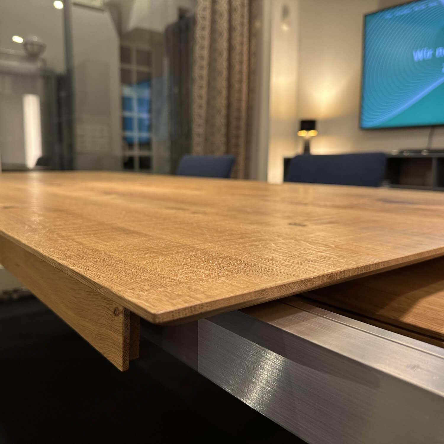 Scholtissek - Esstisch Divano VI Knorrige Eiche Mit Harz Gestelle Metall Weiß Mit Auszug - 7