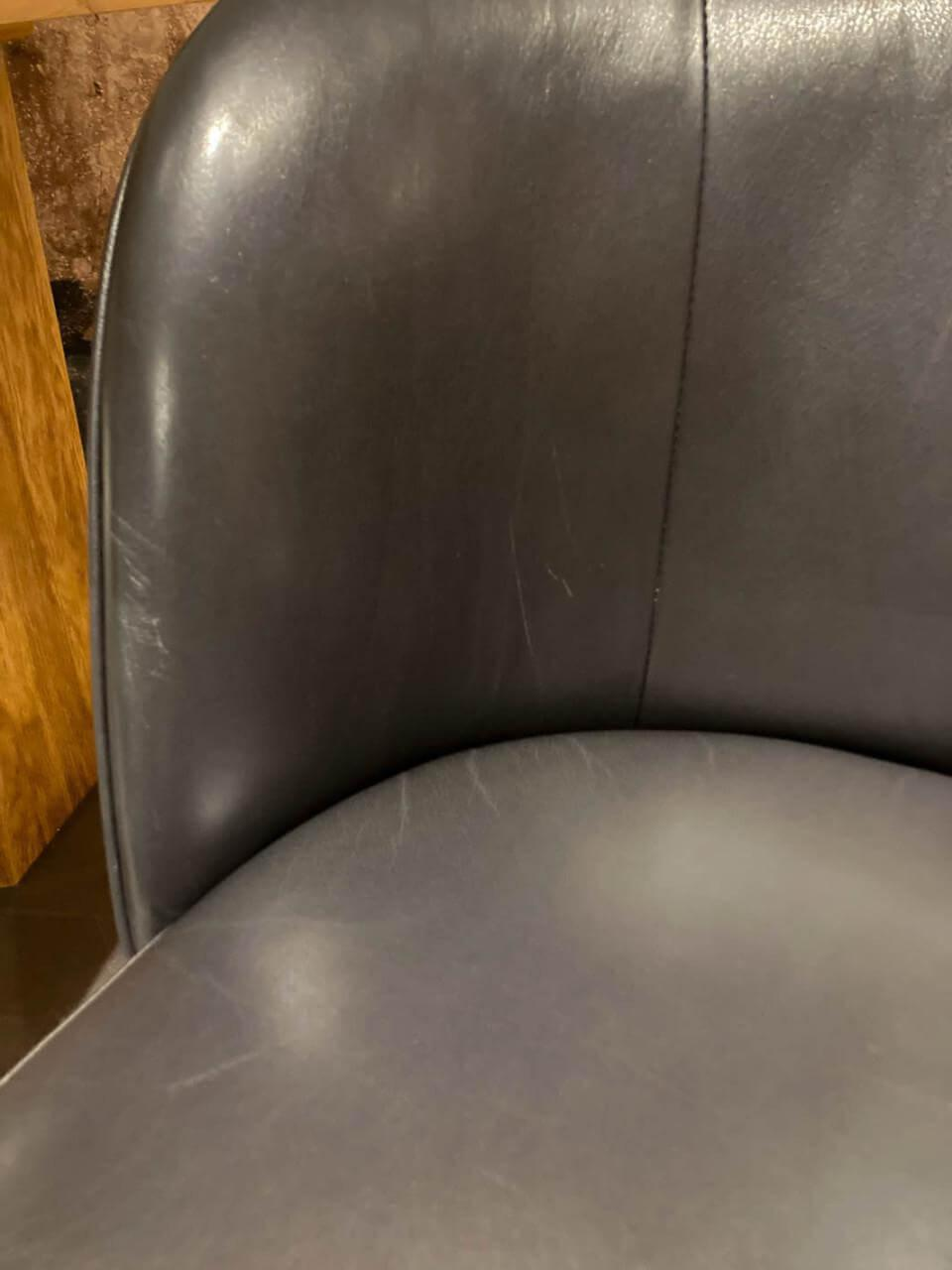 KFF - 2er-Set Thekenstuhl Gaia Innen Leder Anthrazit Außen Stoff Blake Grey Grau Rundrohrgestell Struktur Schwarz - 5