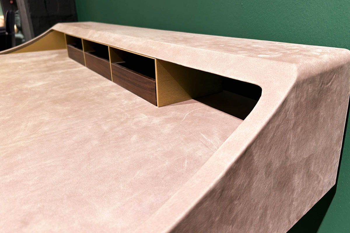 Baxter - Schreibtisch Yves Tischplatte MDF Leder Kashmir Hell Rose Gestell Messing Matt - 6