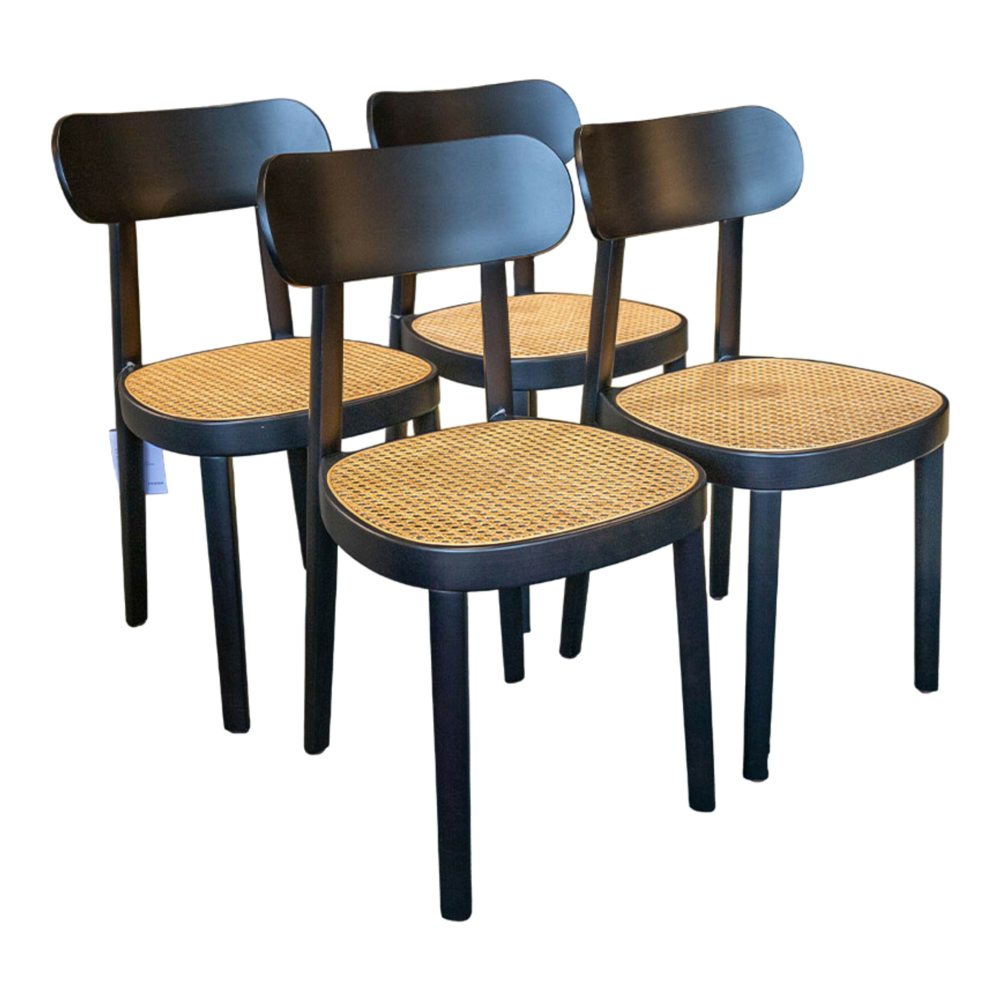 Thonet - 4er-Set Stuhlgruppe 118 Rohrgeflecht Buche Gebeizt Schwarz - 1