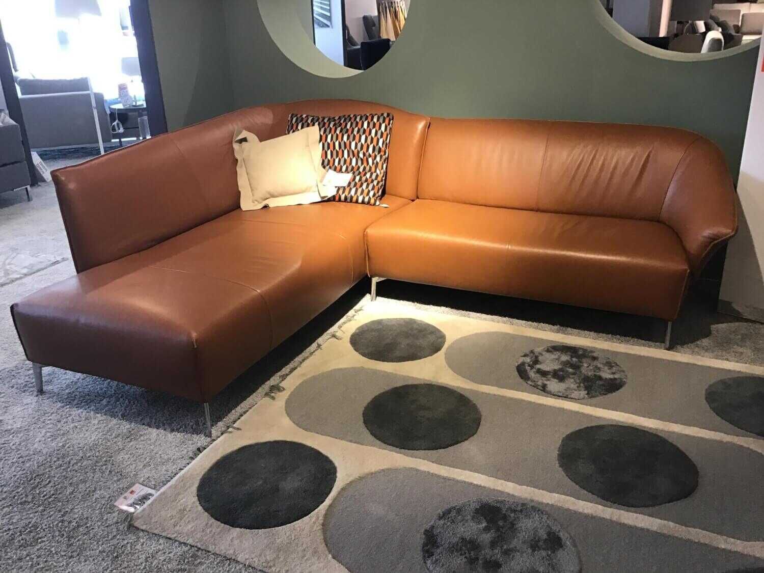 Global - Ecksofa 8700 Leder C Classic Cognac Braun Füße Aluminium Poliert - 2