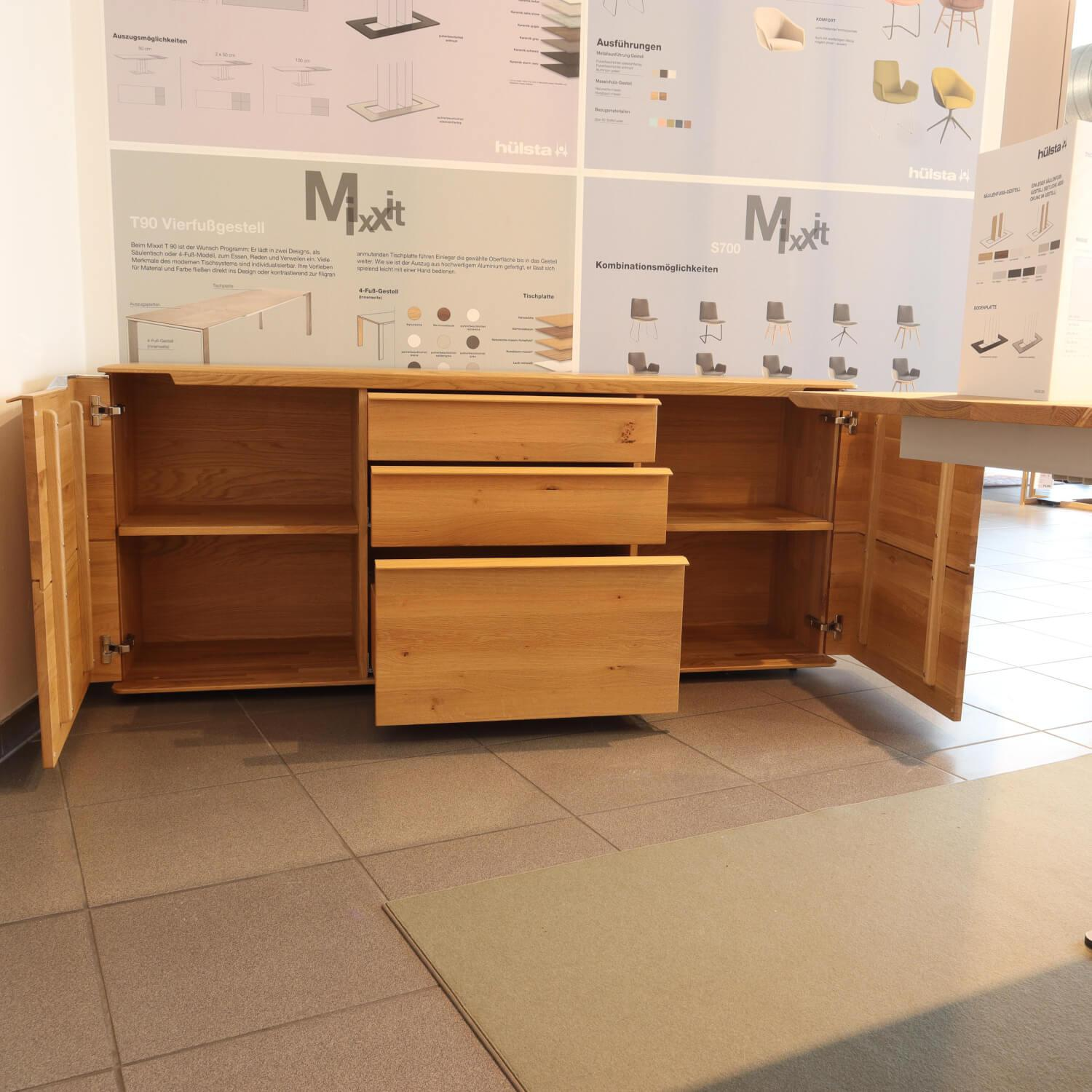 Hülsta - Sideboard Vedua Eiche Massiv Griffe Chrom Glänzend - 8