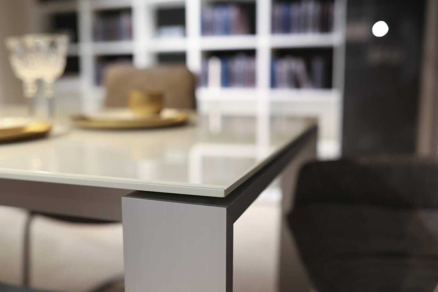 Hülsta - Tisch ET 1000 Plus Optiwhite Glas Ausziehbar Alufarbig - 5
