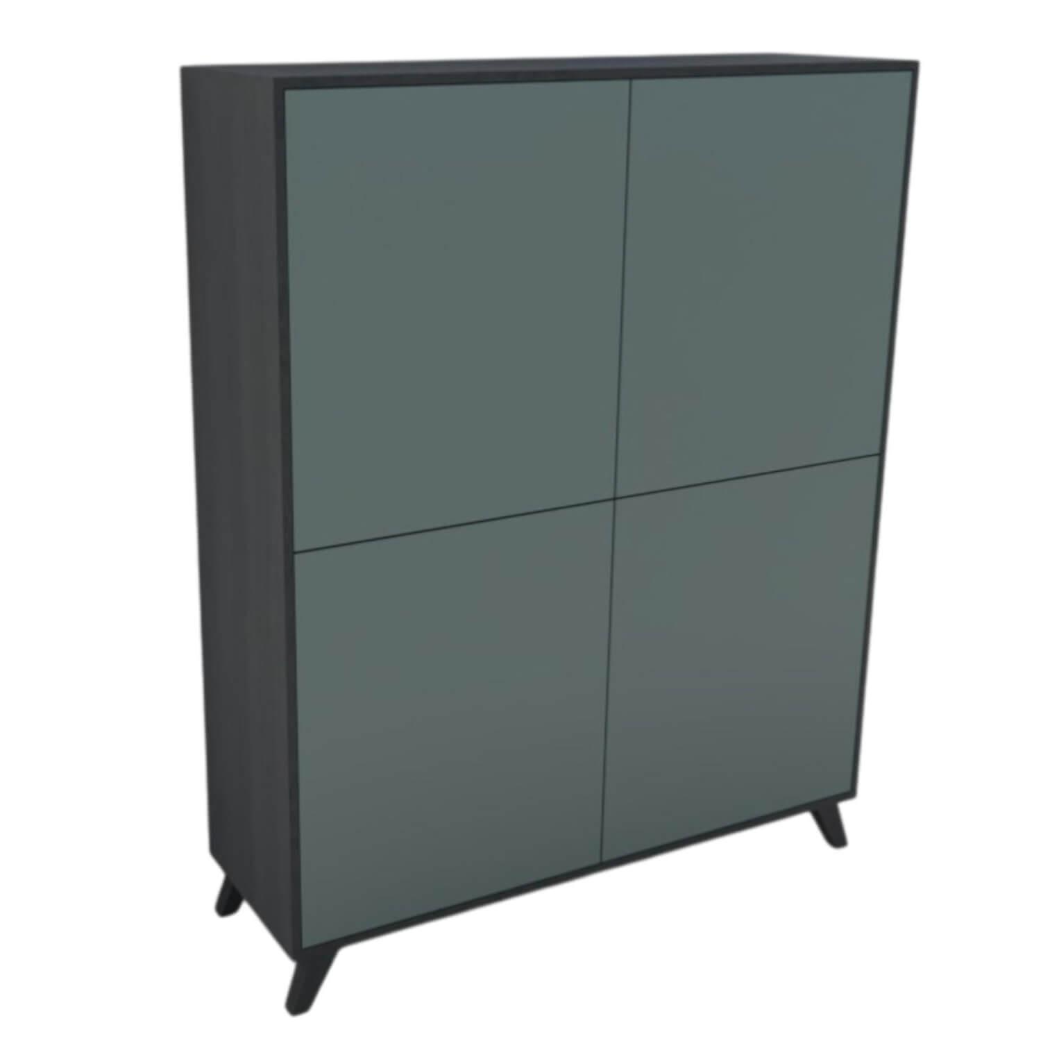 Rietberger Möbelwerke - Highboard Lotus Eiche Graphit Lack Agave Türkis - 1
