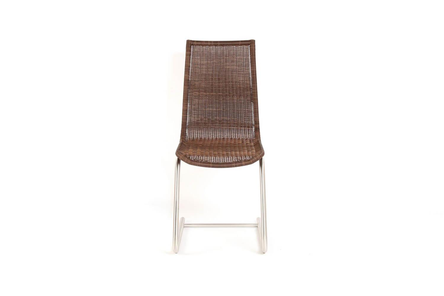 Lavida - 4er Set Freischwinger Jenny Vollgeflecht Coffe Creme Braun Untergestell Rundrohr Edelstahl - 2
