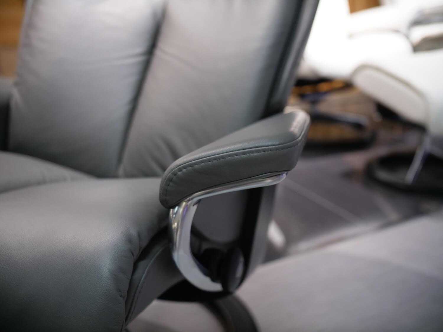 Stressless - Sessel Mit Hocker Magic M Leder 094 Paloma 16 Dunkelgrau Untergestell Signature Metall Holzfarbe 05 Schwarz Gebeizt - 7