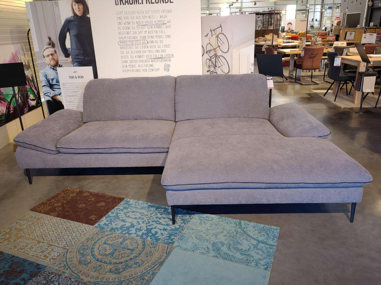 W. Schillig - Eckgarnitur 15450 Stoff R6694 Grey Grau Füße Metall Schwarz M99 - 9