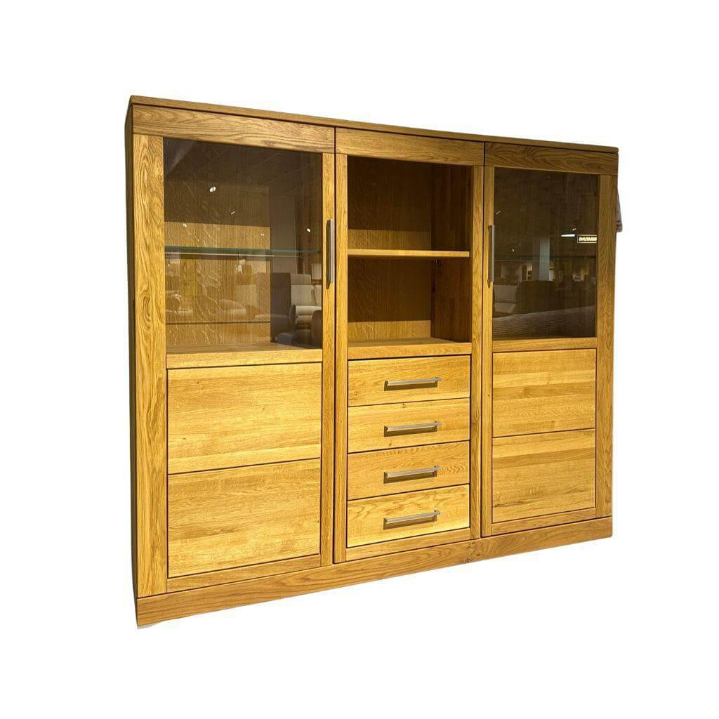Wimmer - Highboard Windsor Rustikale Asteiche Massiv Mit Glaseinlegeböden - 1