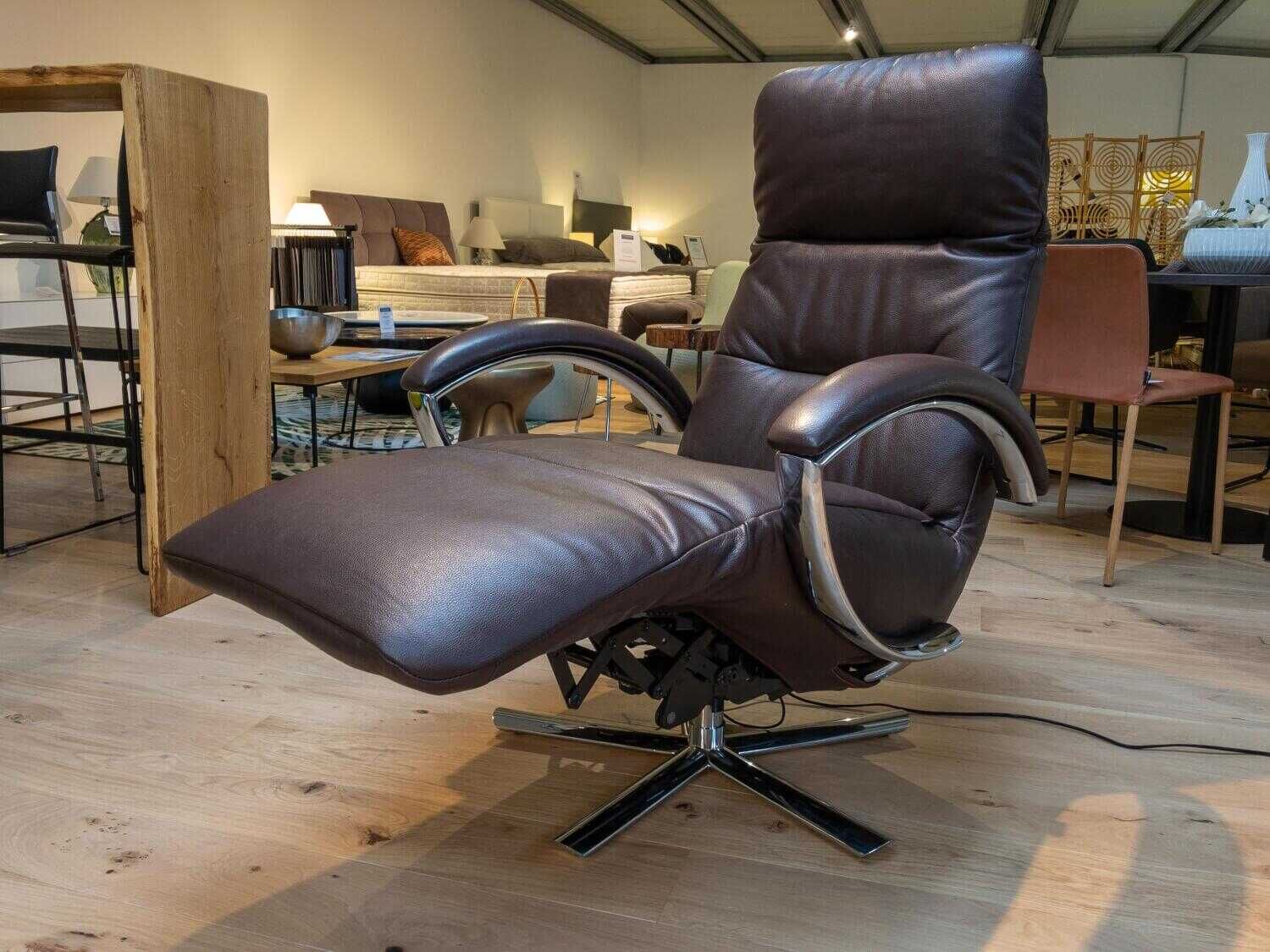 Strässle - Relaxsessel Alina Leder Soft Braun 70671 5-Sternfuß Hochglanz mit Aufstehhilfe - 3